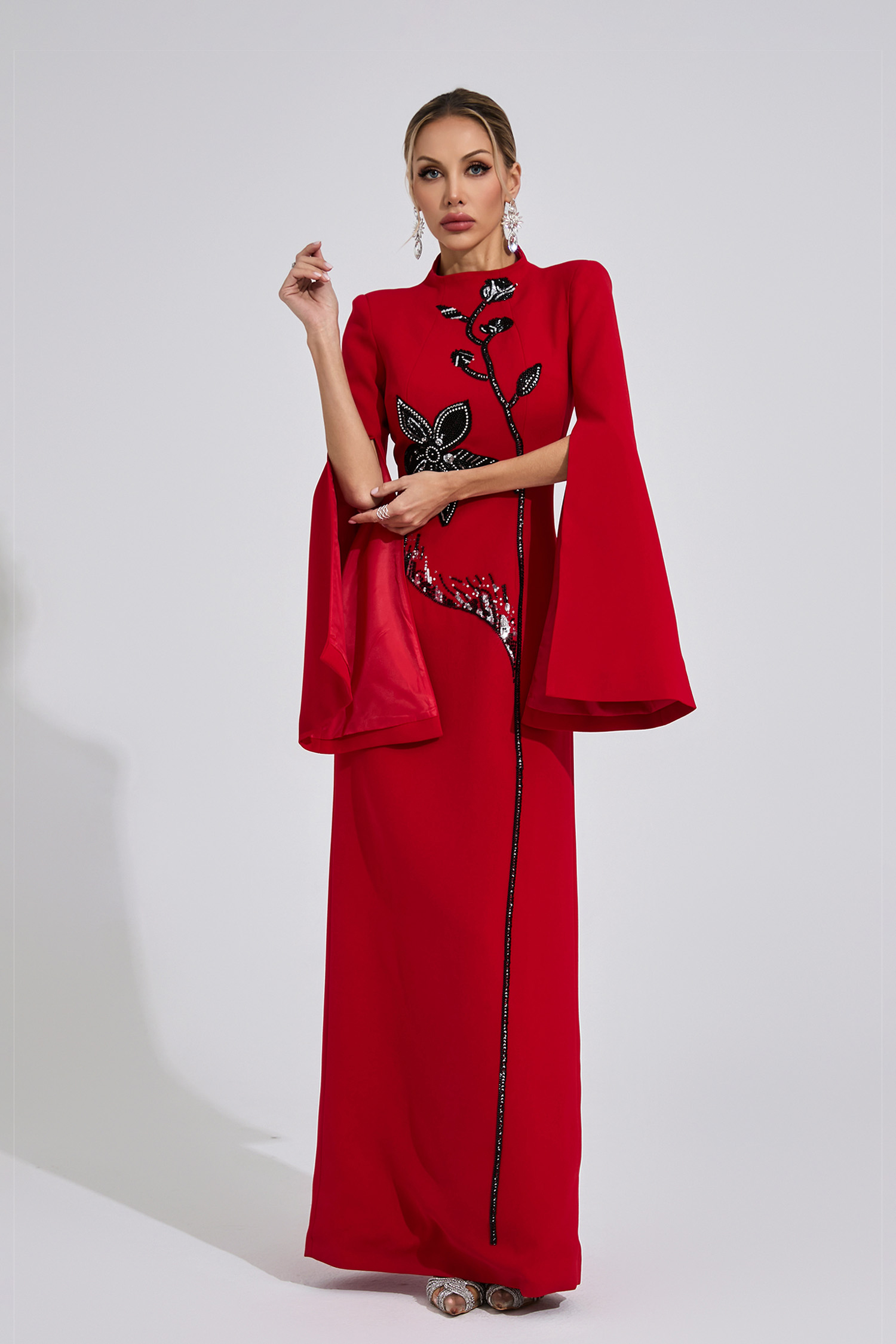 Gaenor Red Diamond Maxi Dress