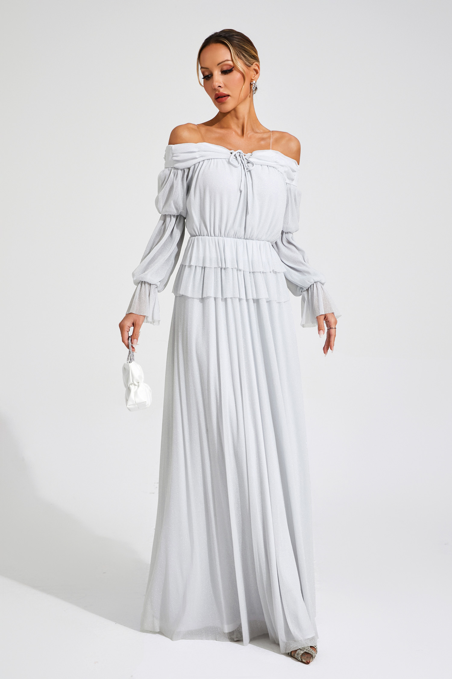 Gary Grey Off Shoulder Dress