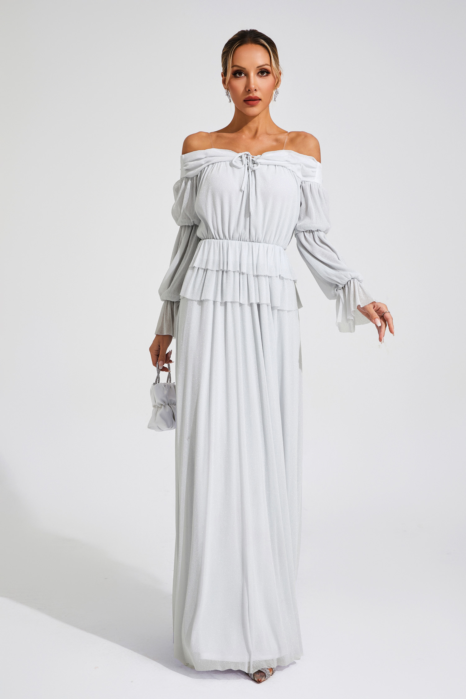 Gary Grey Off Shoulder Dress