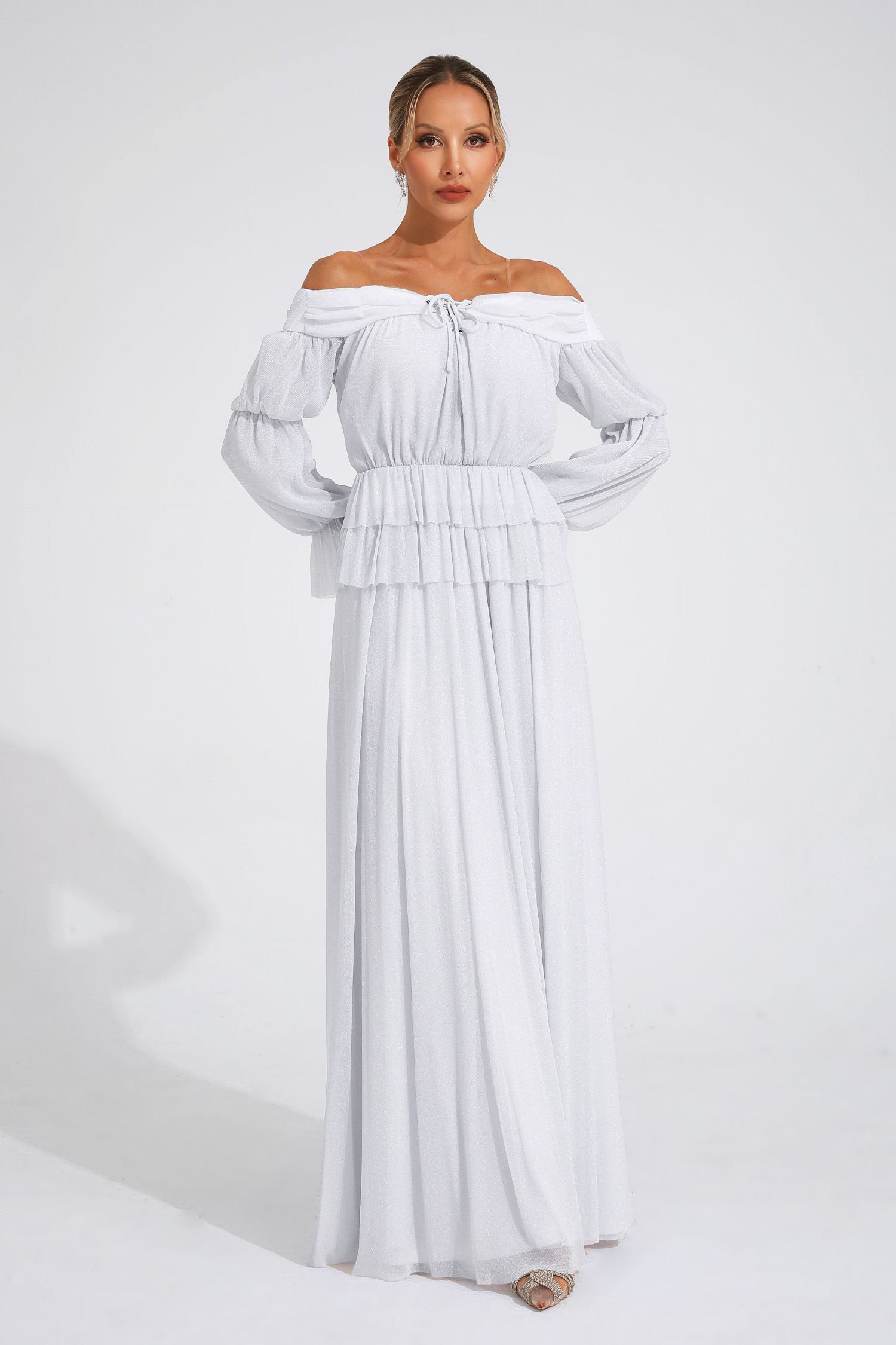Gary Grey Off Shoulder Dress