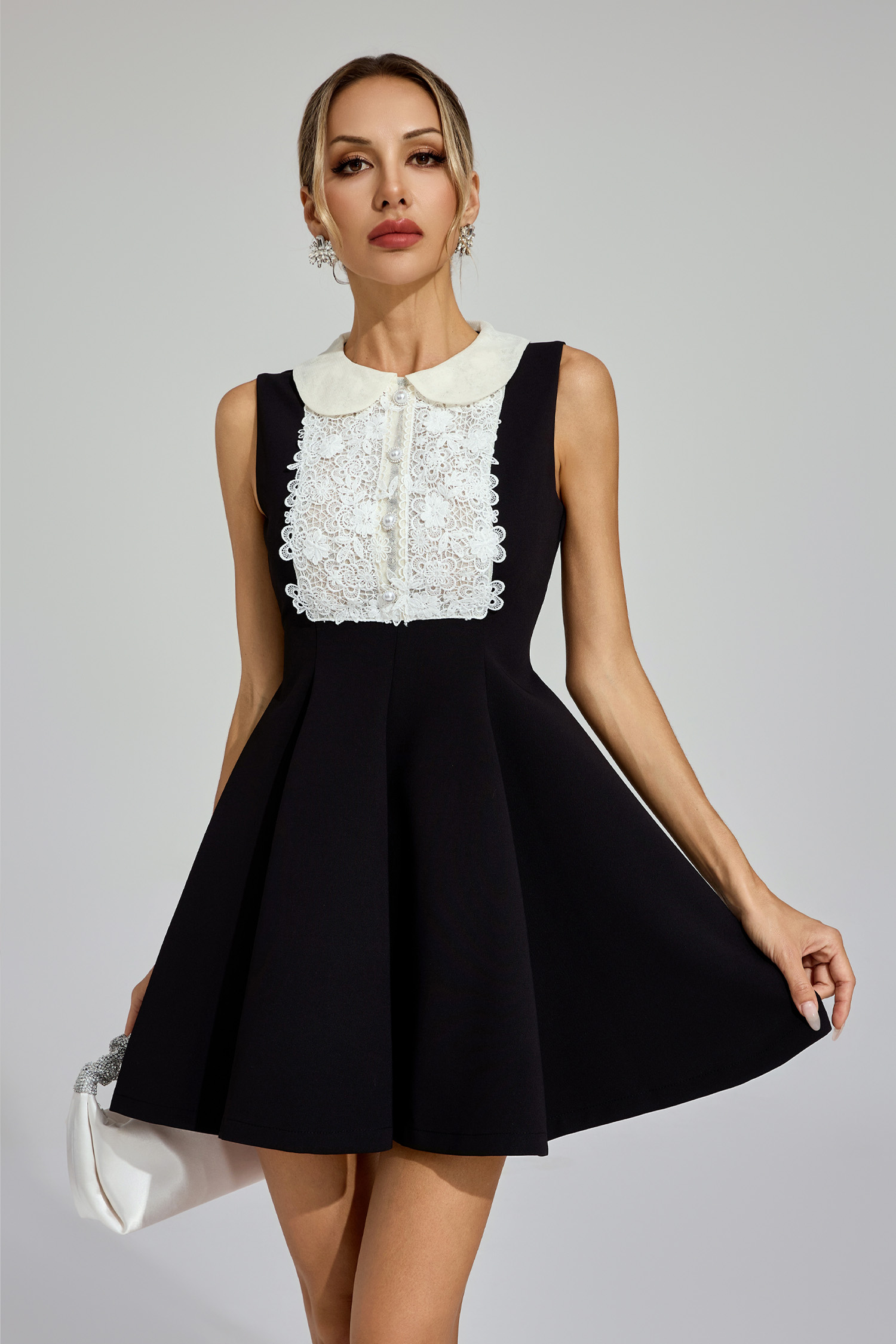 Gavin Black Lace Sleeveless Mini Dress