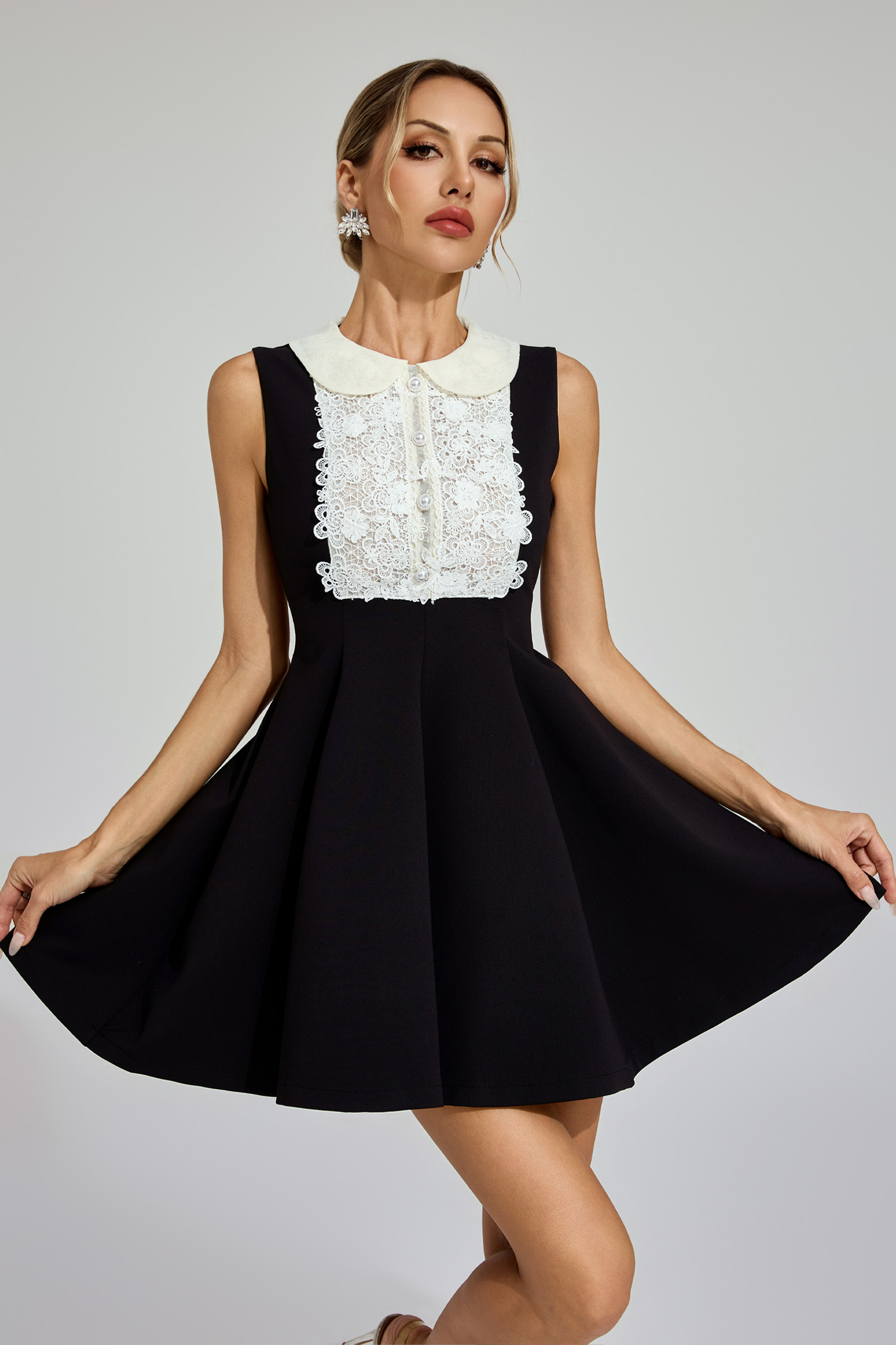 Gavin Black Lace Sleeveless Mini Dress