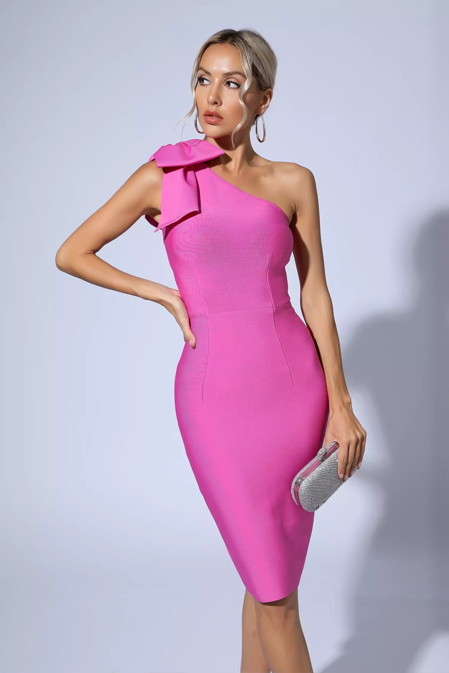Gia Pink Bow Bandage Dress-CATCHALL