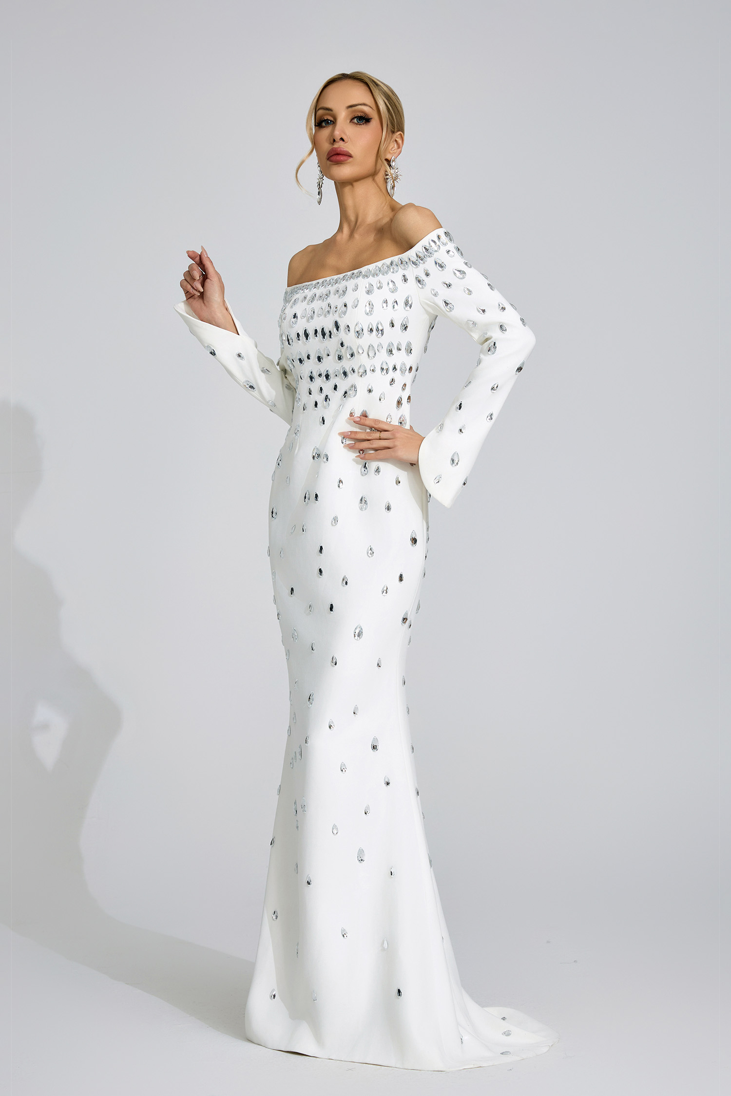 Glesni  White Diamond Maxi Dress