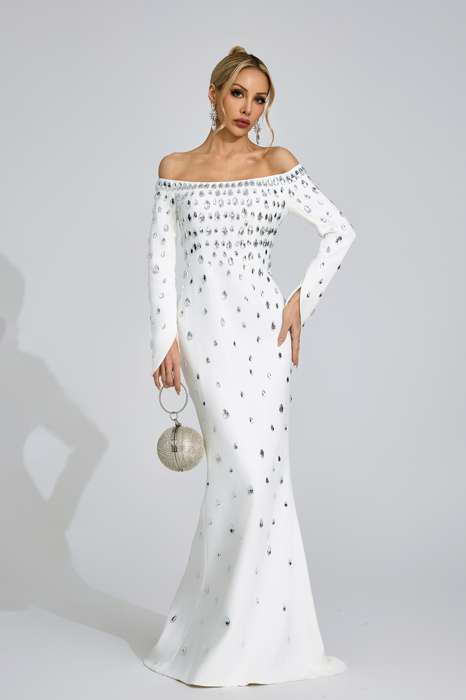 Glesni  White Diamond Maxi Dress