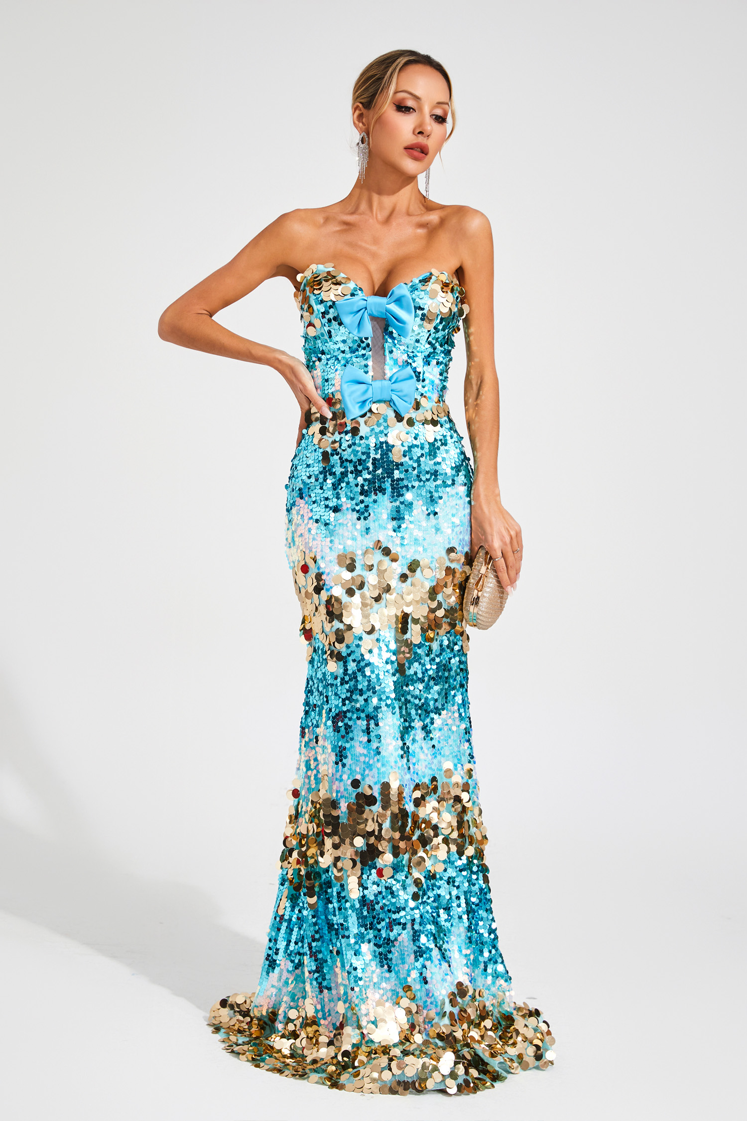 Goldsmith Blue Sequins Bandage Dress