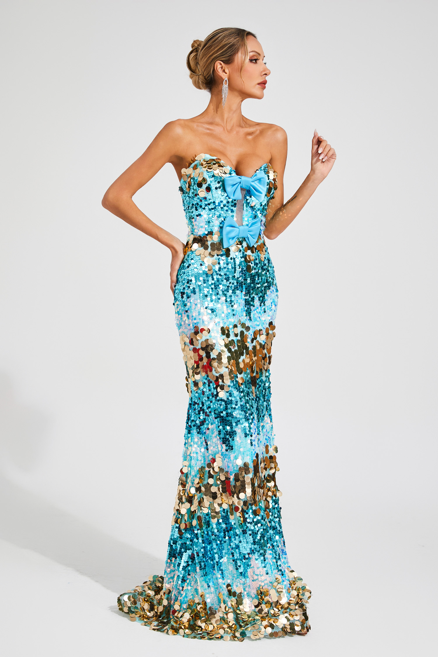 Goldsmith Blue Sequins Bandage Dress