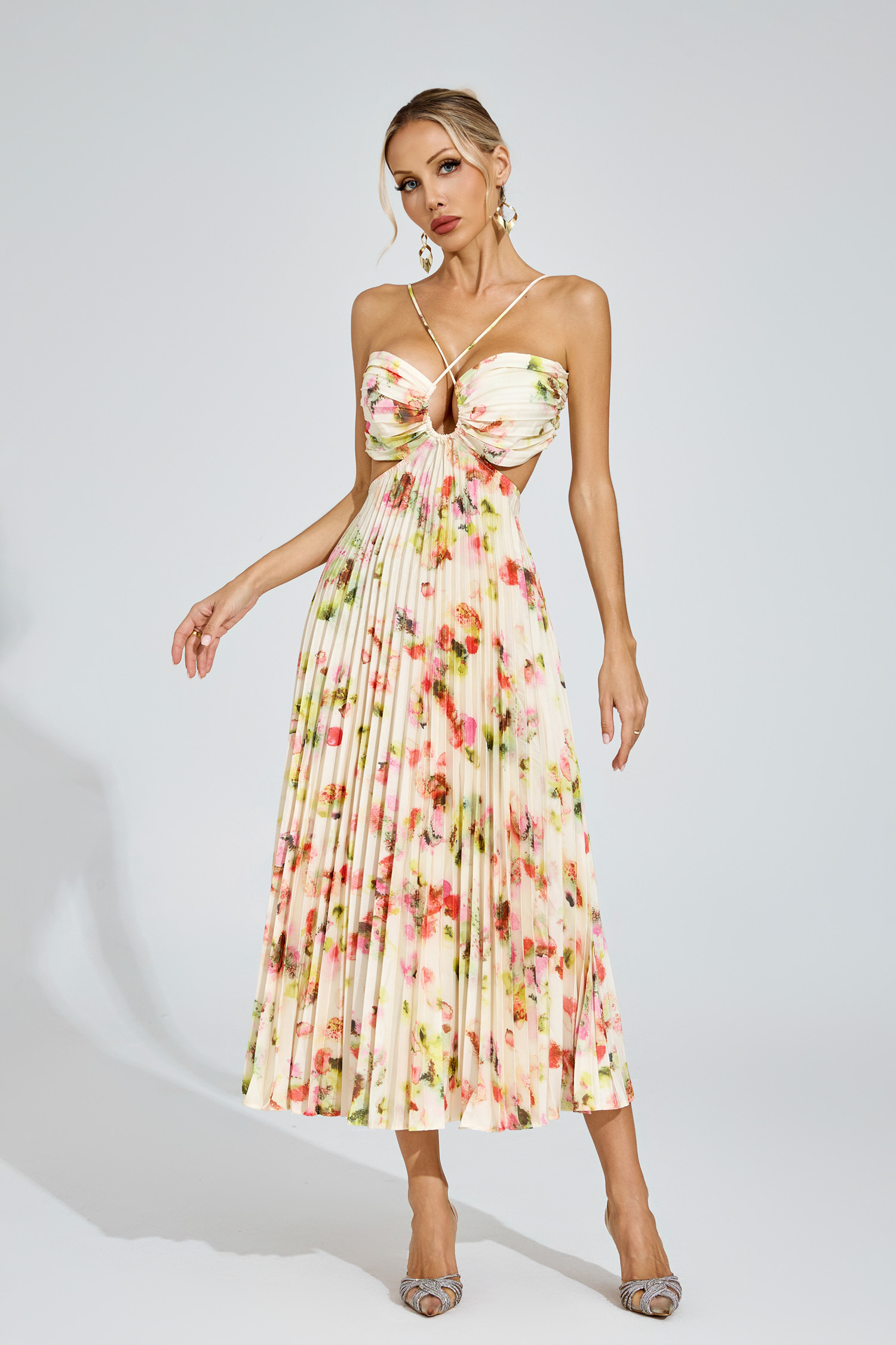 Graham Floral Pleated Maxi Dress
