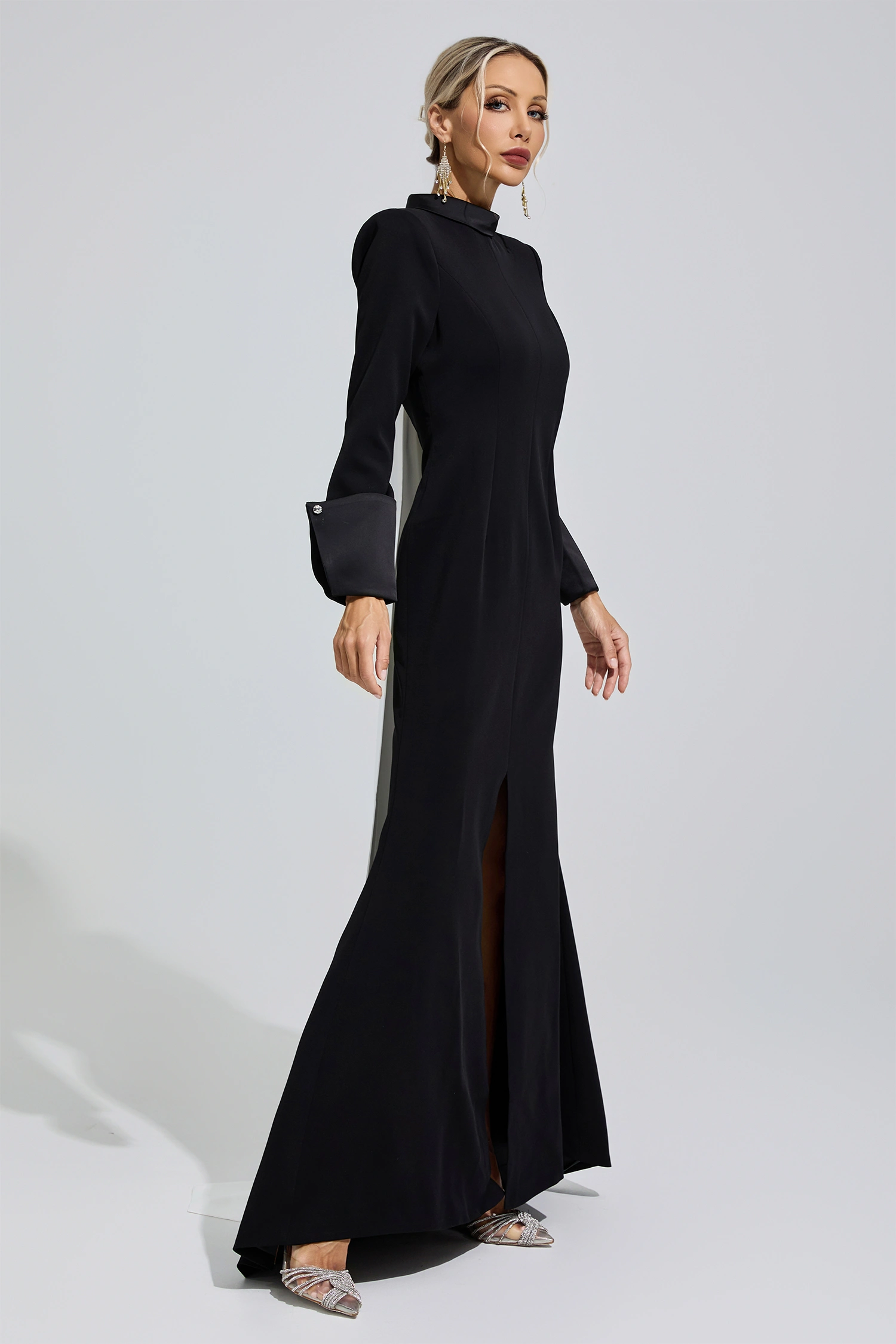 Great Black Halter Backless Long Tie Maxi Dress