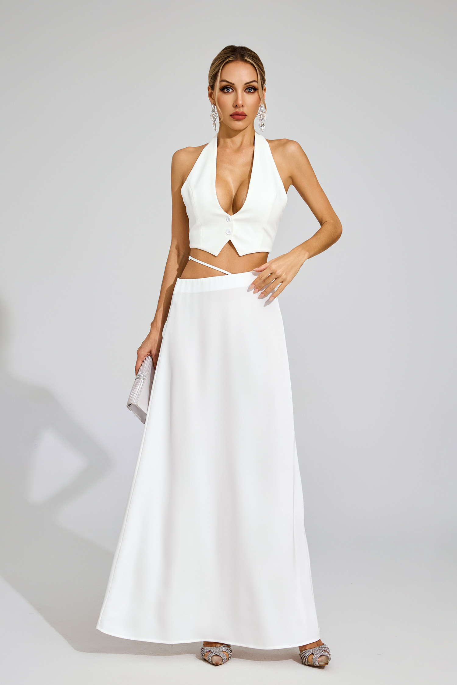 Griffith White Halter Blazer Set
