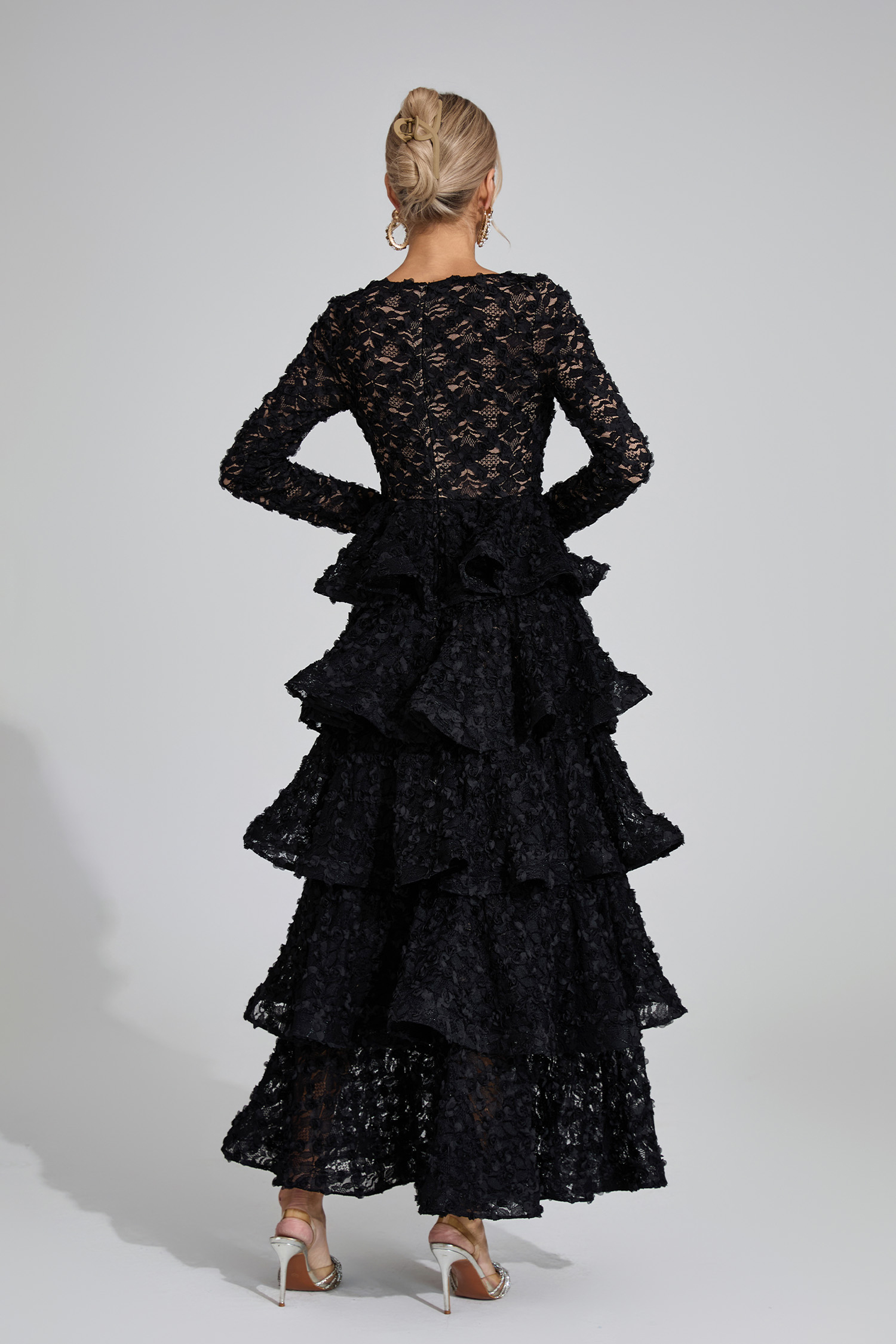 Guinevere Black Tiered Maxi Dress