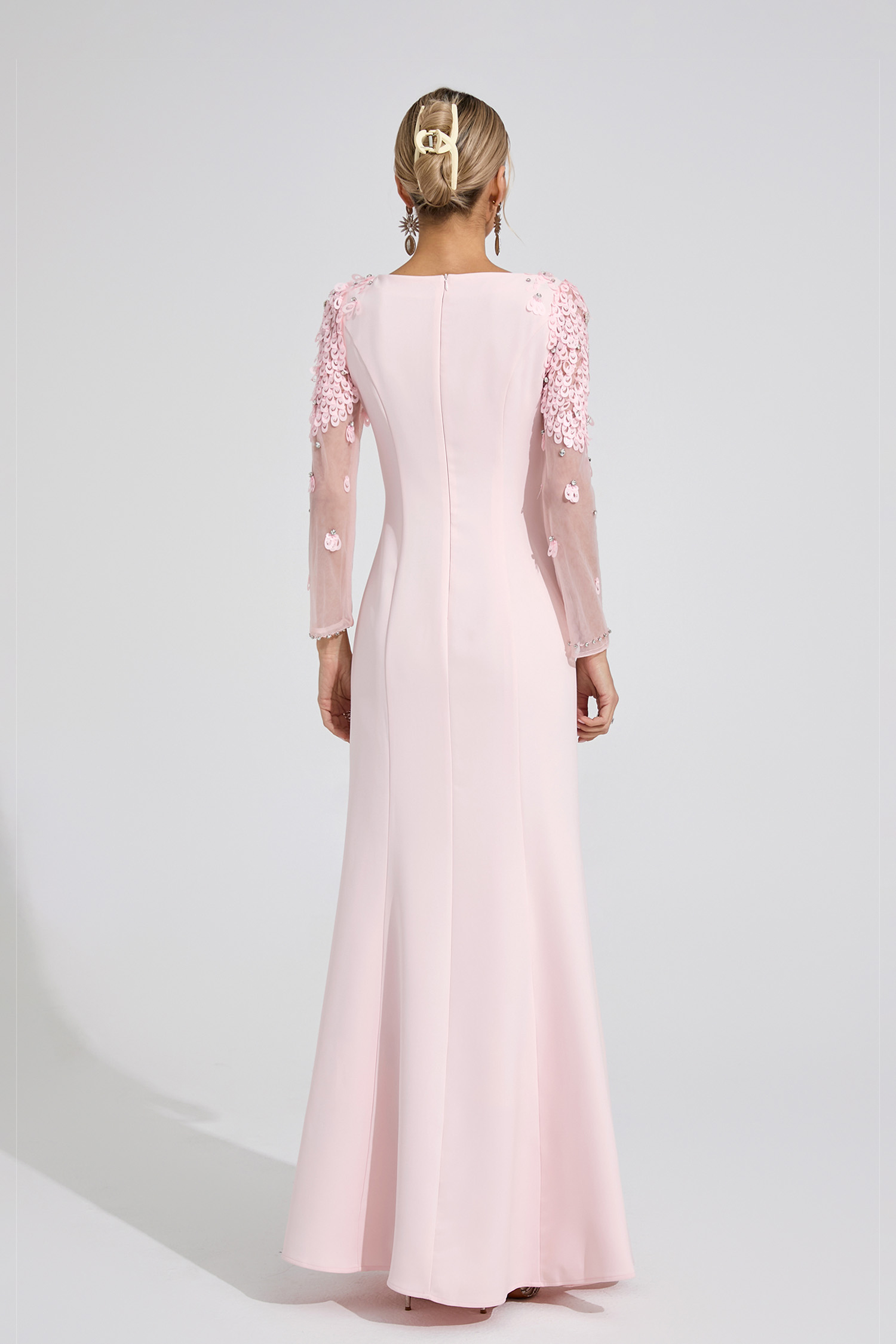 Gwenllian Pink Sequined Maxi Dress