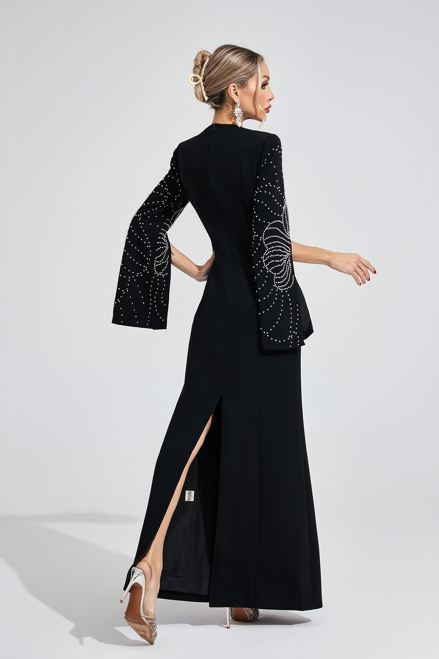 Gwyneth Black Beaded Maxi Dress