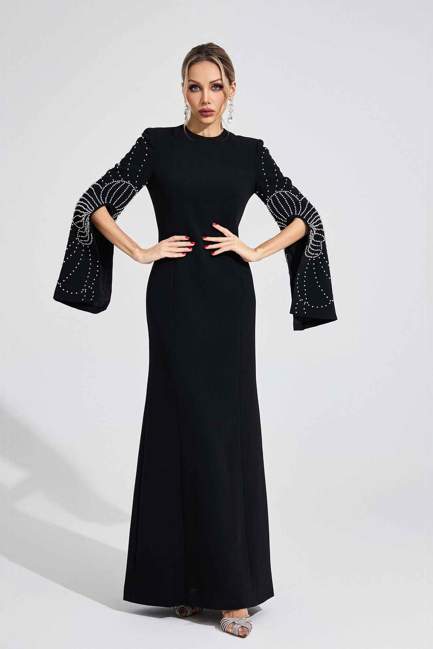 Gwyneth Black Beaded Maxi Dress