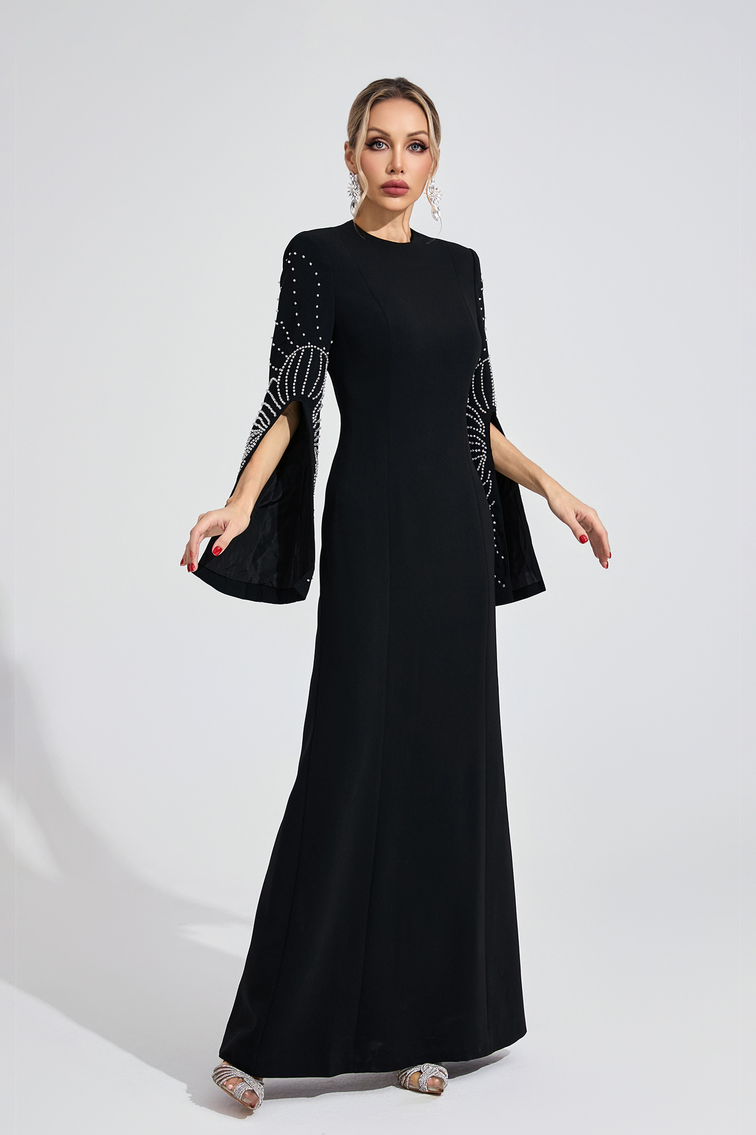 Gwyneth Black Beaded Maxi Dress