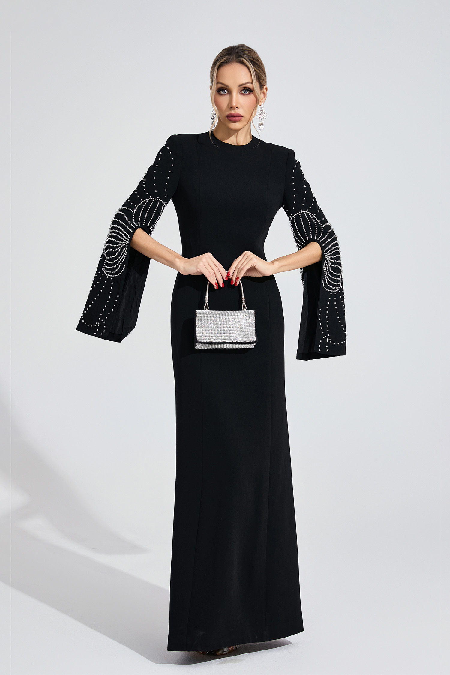 Gwyneth Black Beaded Maxi Dress