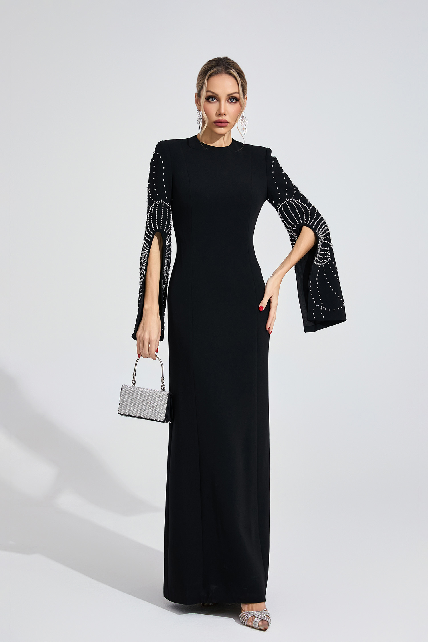 Gwyneth Black Beaded Maxi Dress