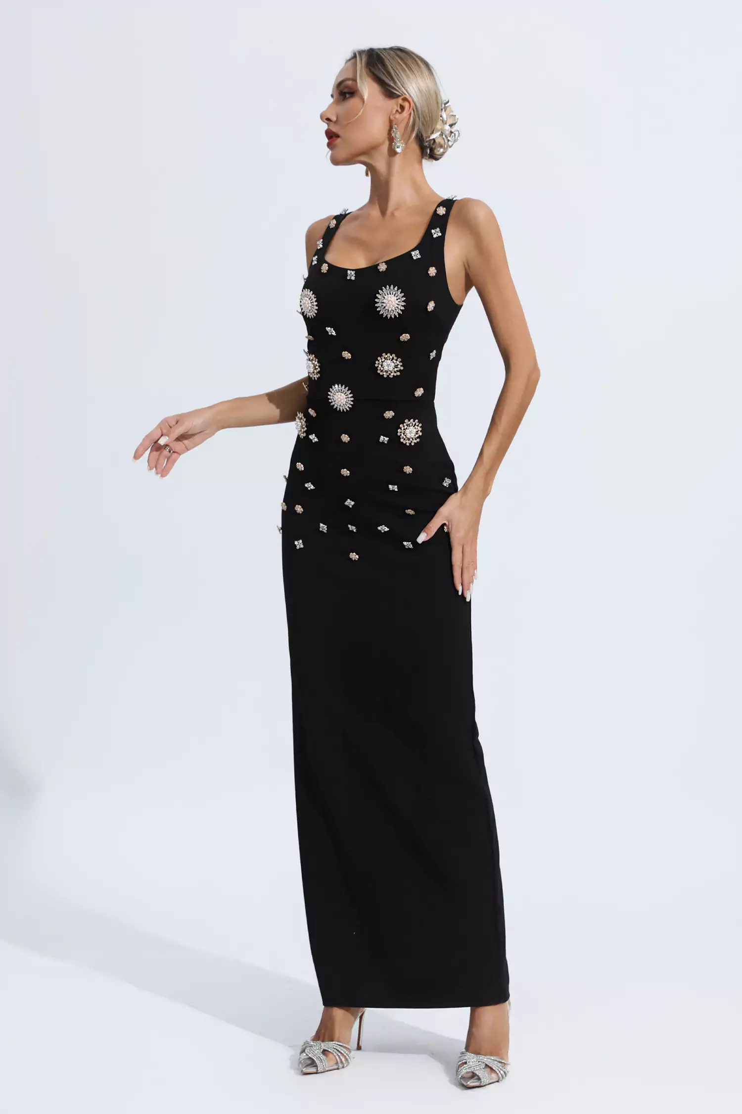 River Island Black Sequin Embellished Slip Maxi Dress | Lyst
