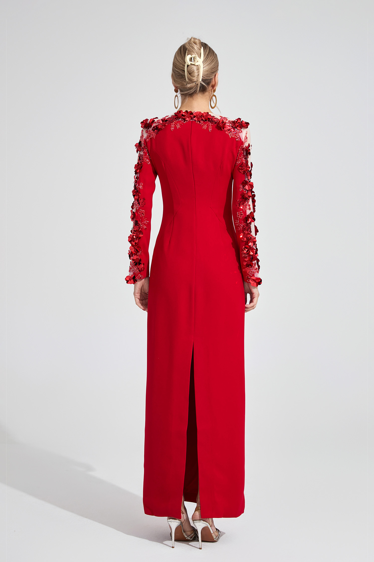 Hafren Red 3D Floral Maxi Dress