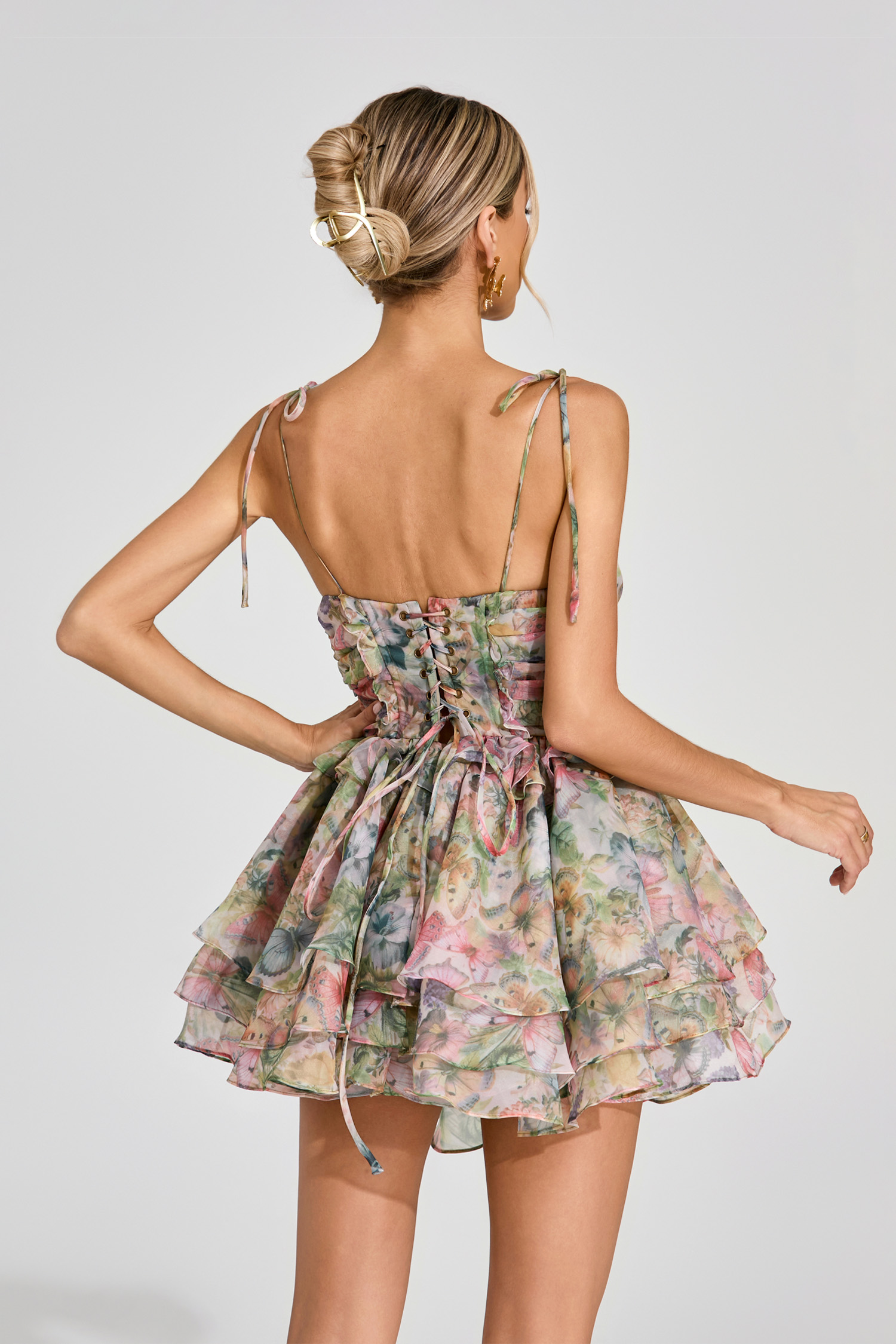 Haggai Floral Chiffon Mini Dress