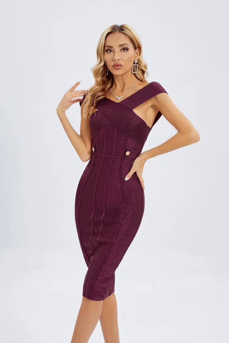 Sequin V-bar Crisscross Tube Dress main image 1