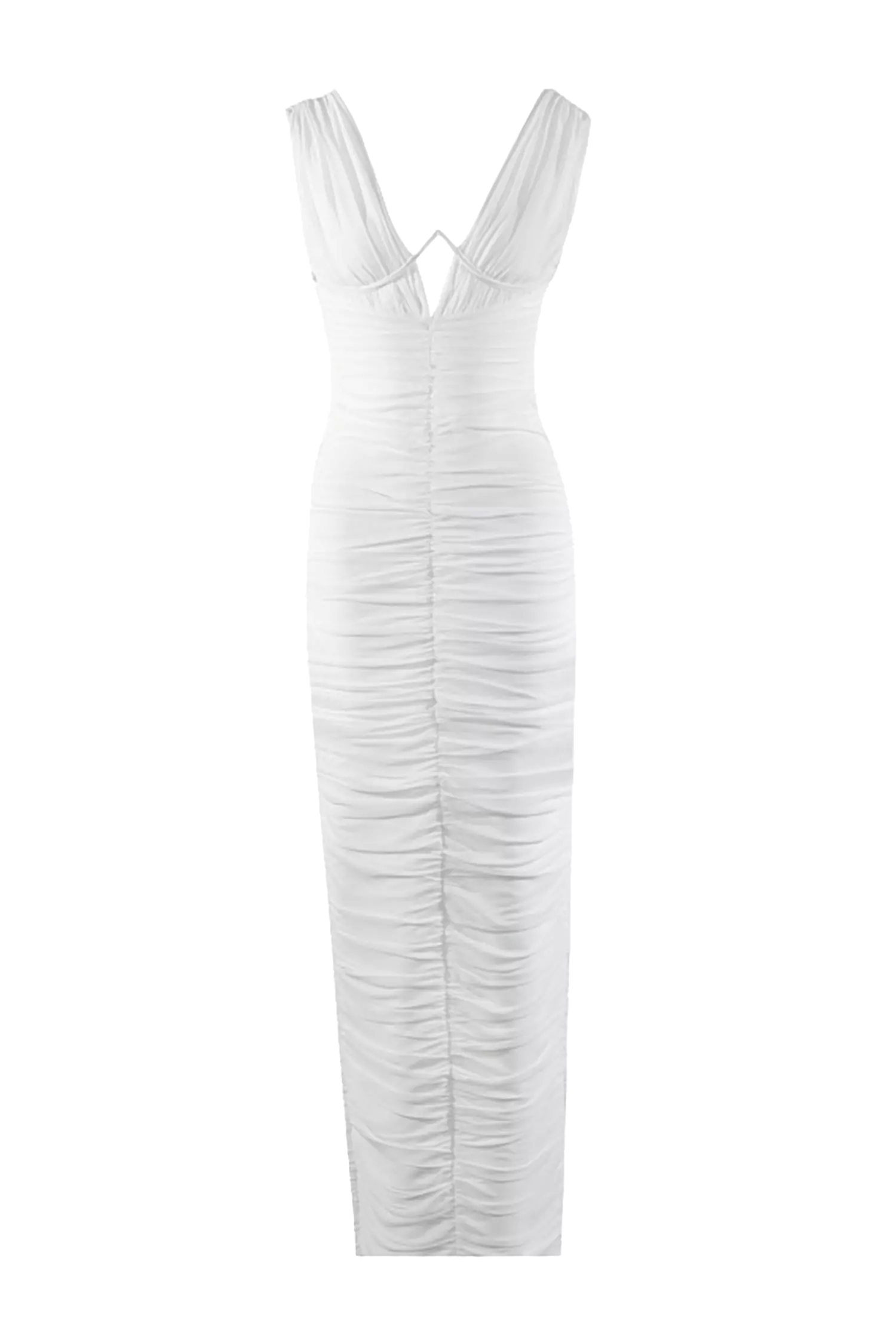 Hana White V-neck Bandage Dress-CATCHALL