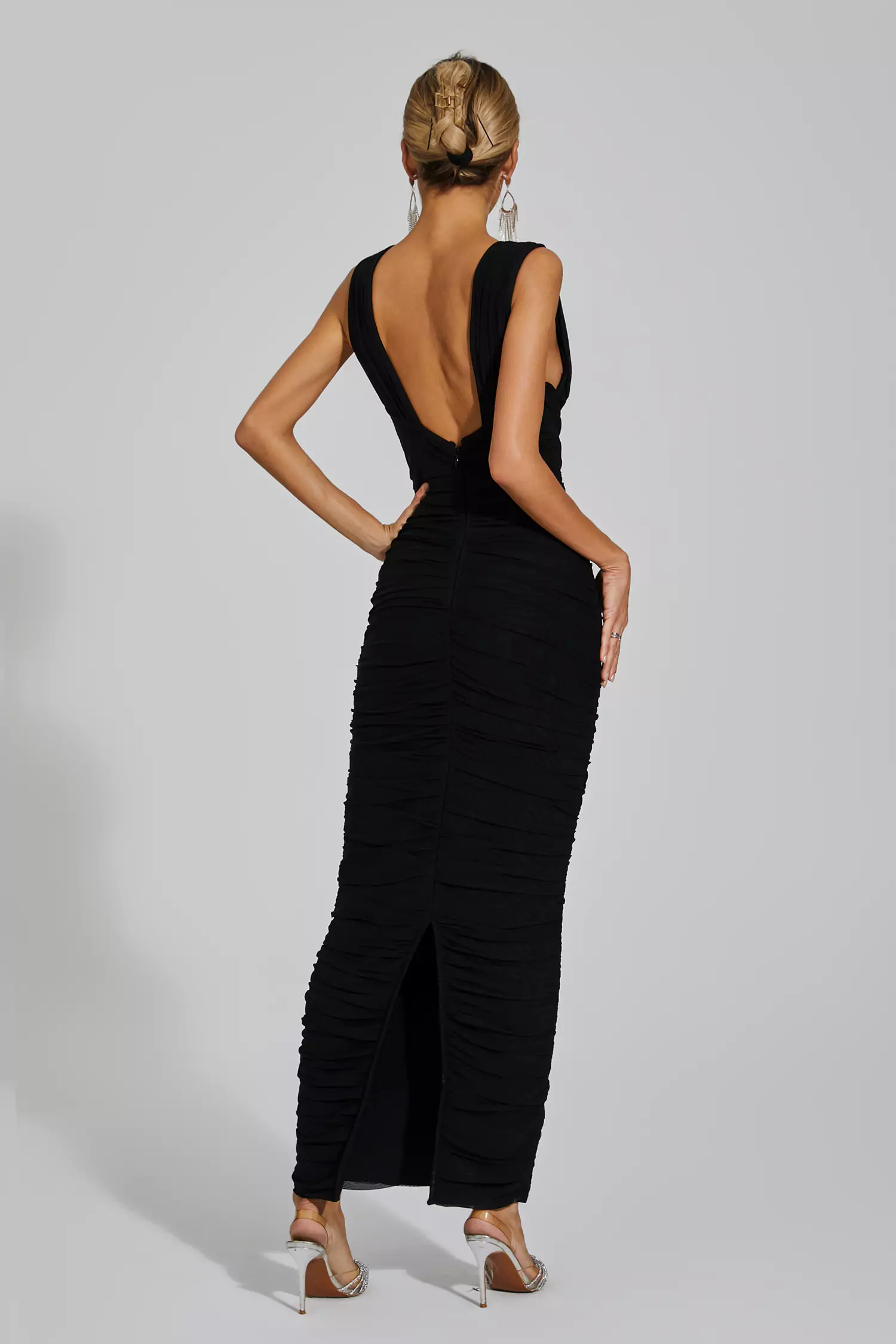 Hana Black V-neck Bandage Dress-CATCHALL