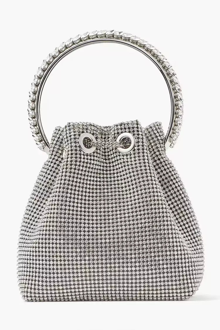 Harlow Silver Crystal Embellished Bucket Bag-CATCHALL