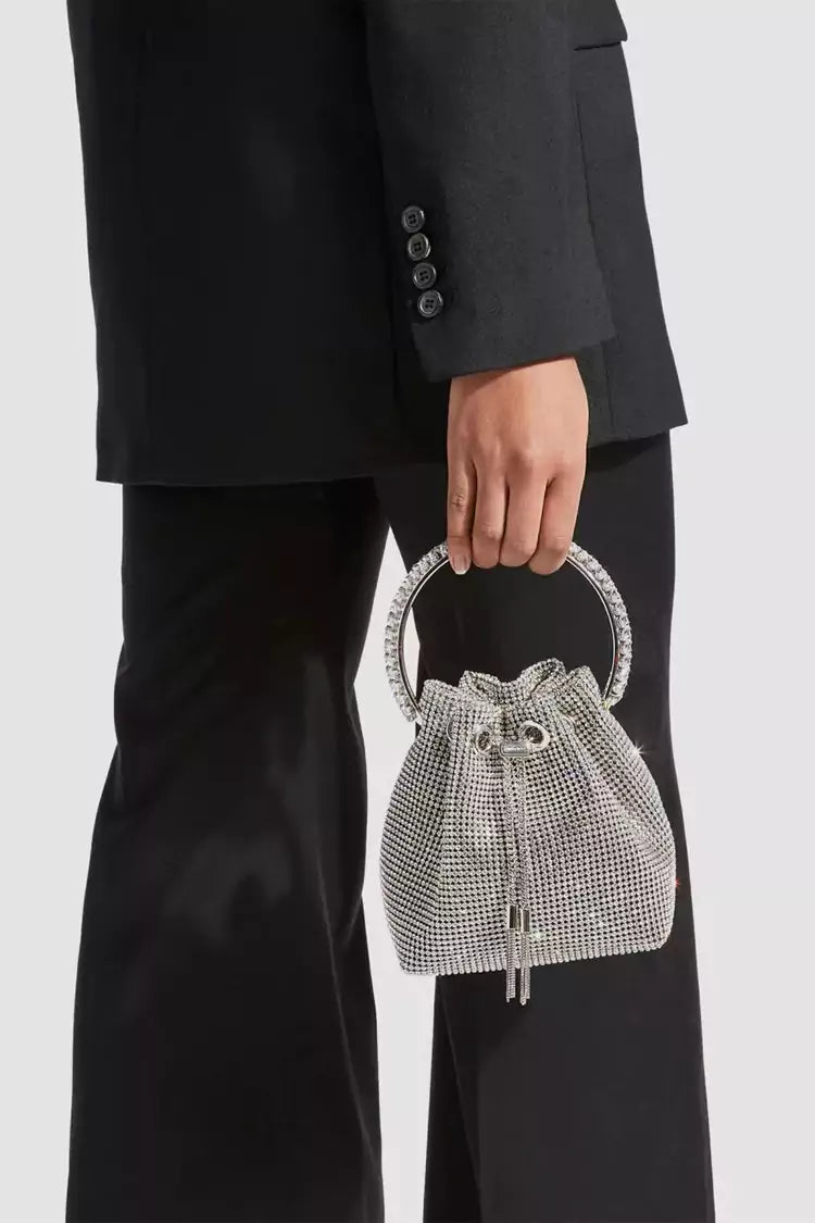Harlow Silver Crystal Embellished Bucket Bag-CATCHALL