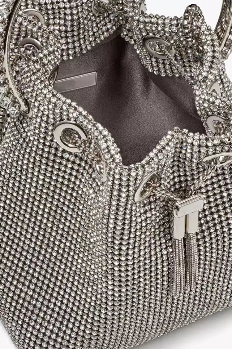 Harlow Silver Crystal Embellished Bucket Bag-CATCHALL