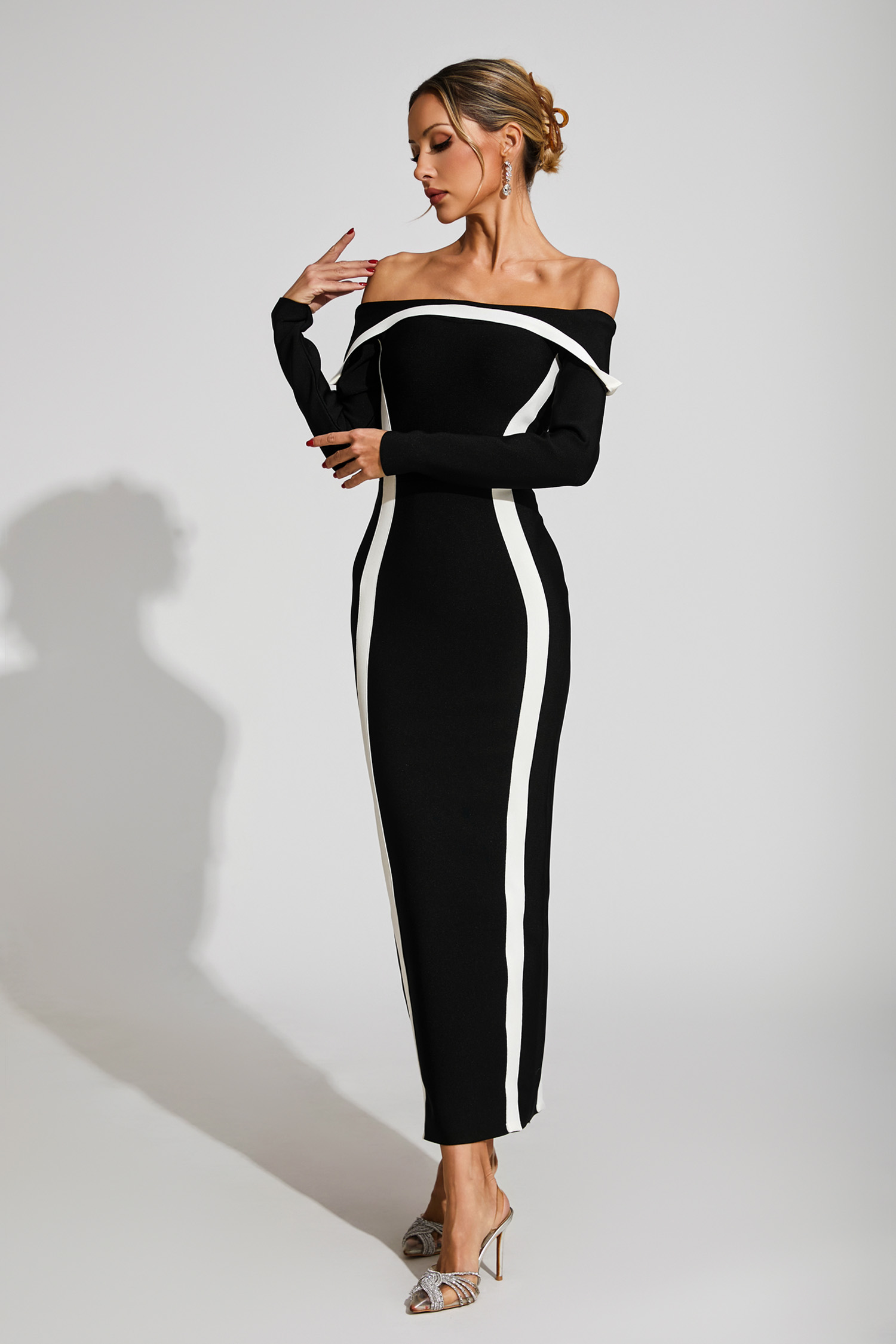 Harrod Black Off Shoulder Bandage Dress