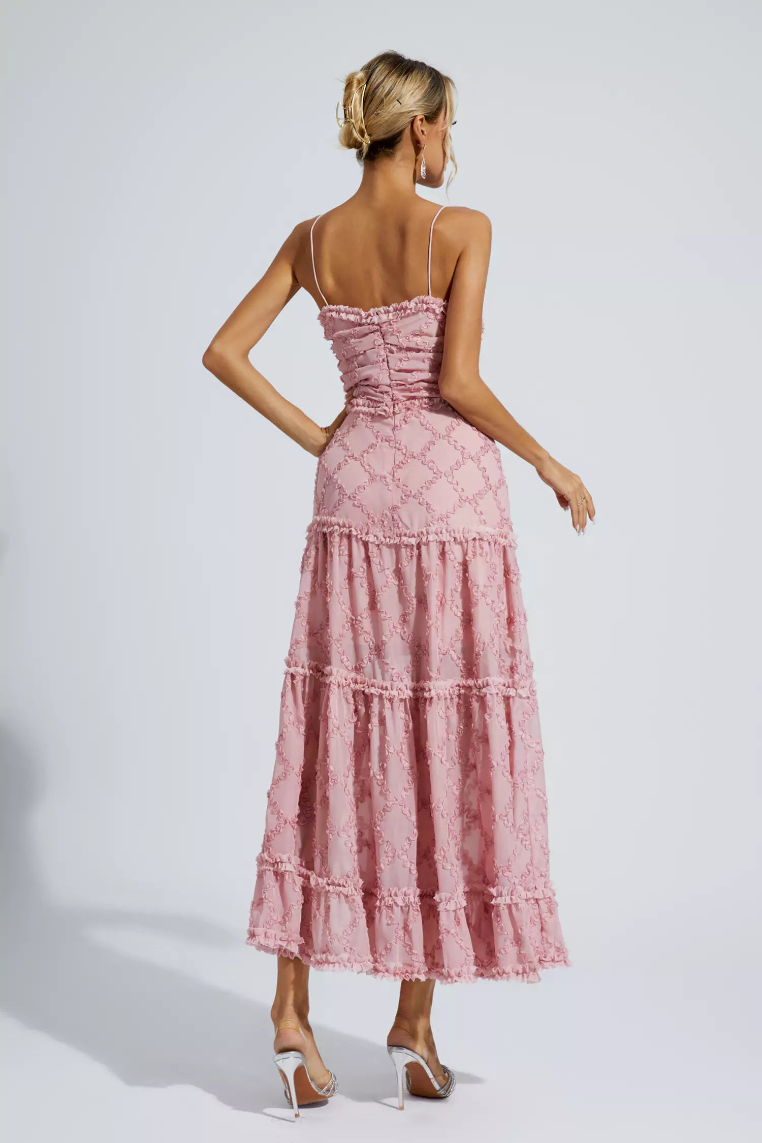 Heaven Pink Ruched Slip Maxi Dress-CATCHALL