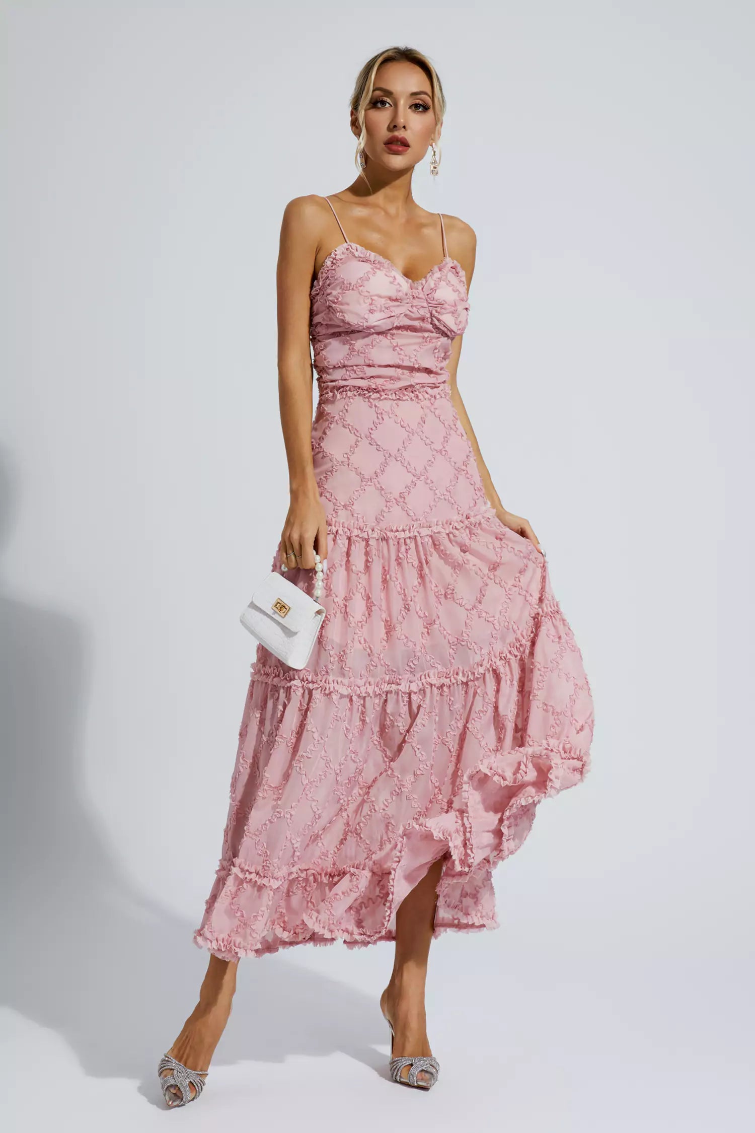 Heaven Pink Ruched Slip Maxi Dress - Catchall