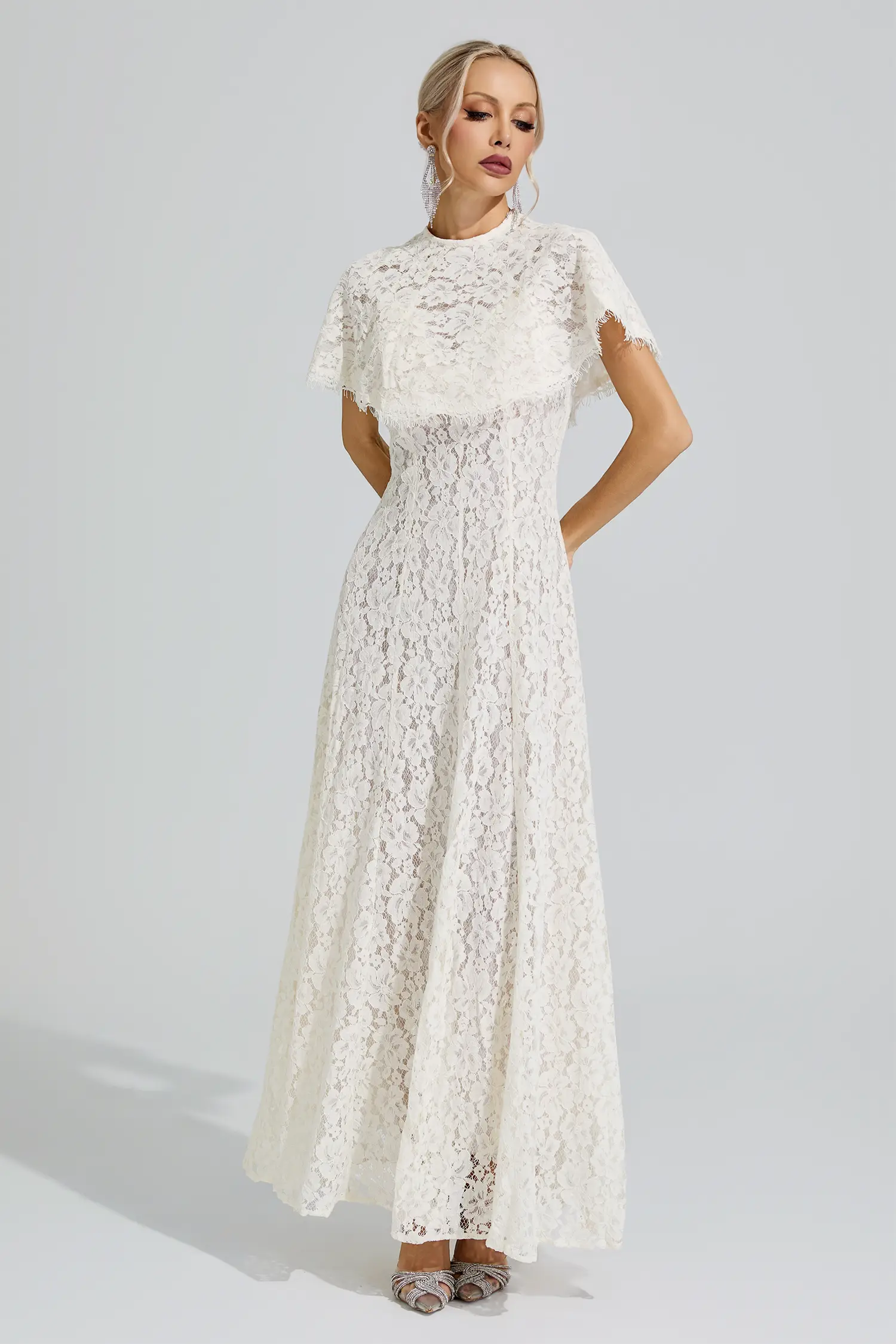 Hecate Apricot Lace Maxi Dress
