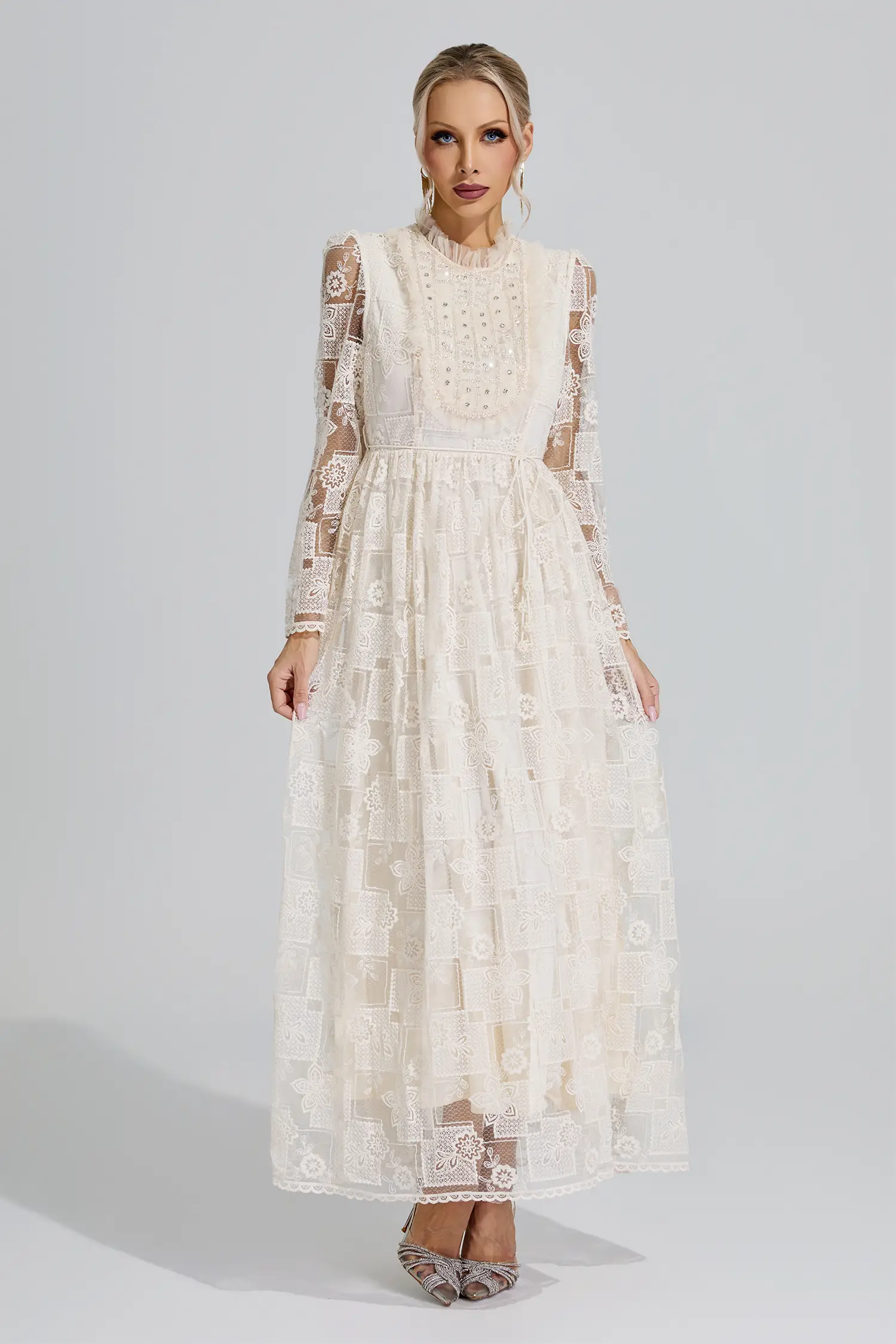 Hel Apricot Lace Maxi Dress