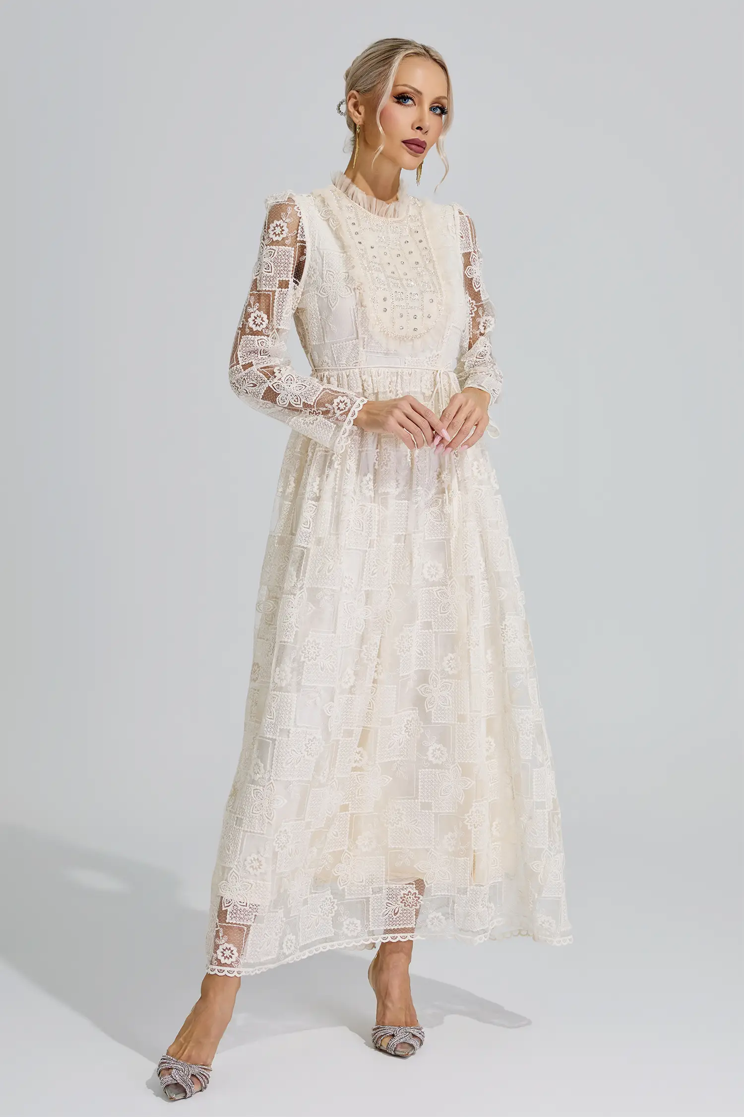 Hel Apricot Lace Maxi Dress