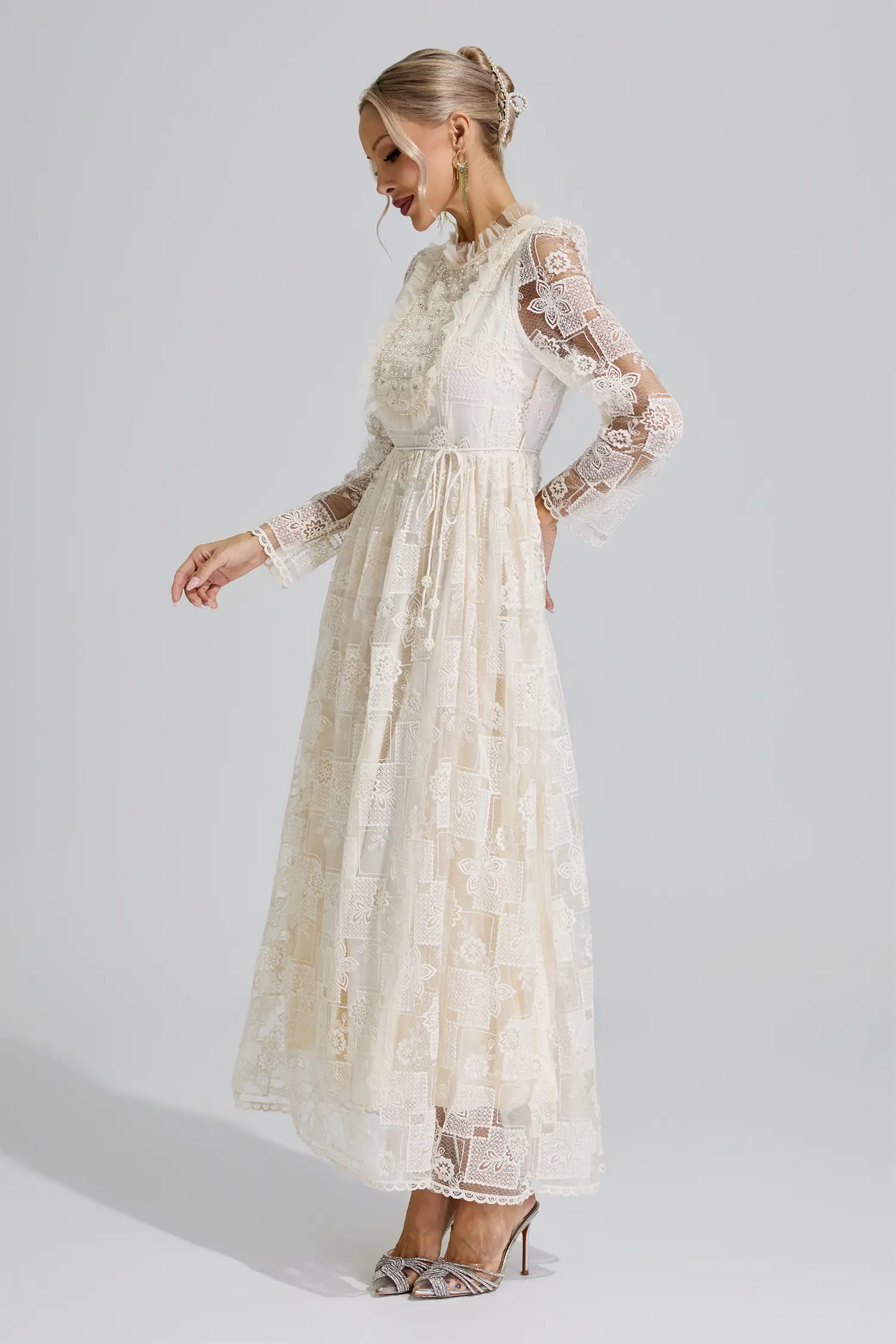 Hel Apricot Lace Maxi Dress