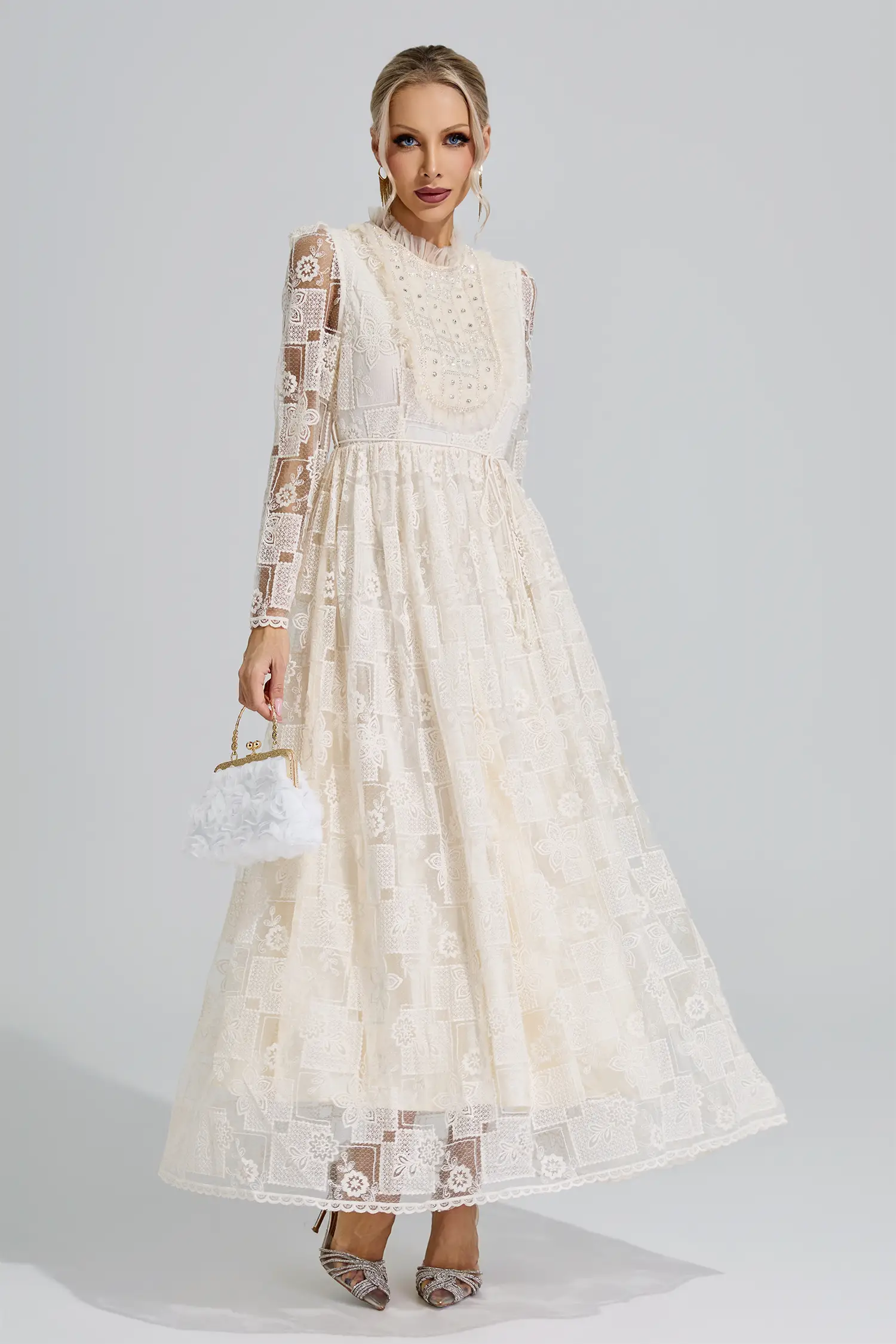 Hel Apricot Lace Maxi Dress