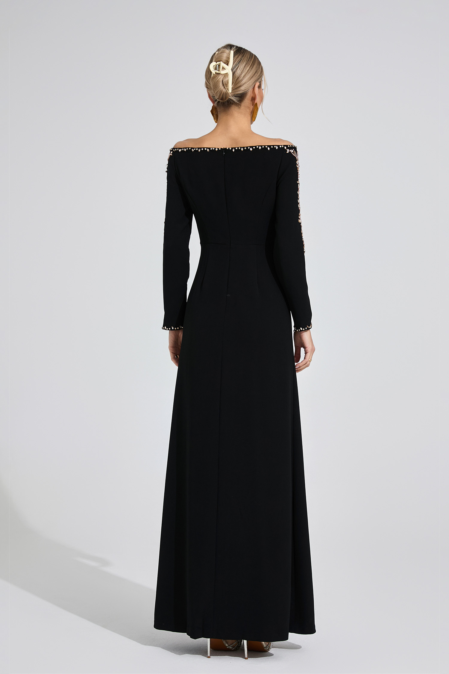 Heledd Black Embroidered Maxi Dress