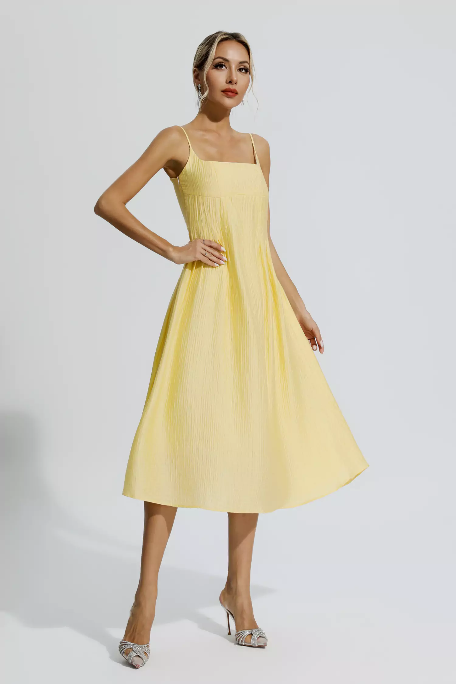 yellow slip dress