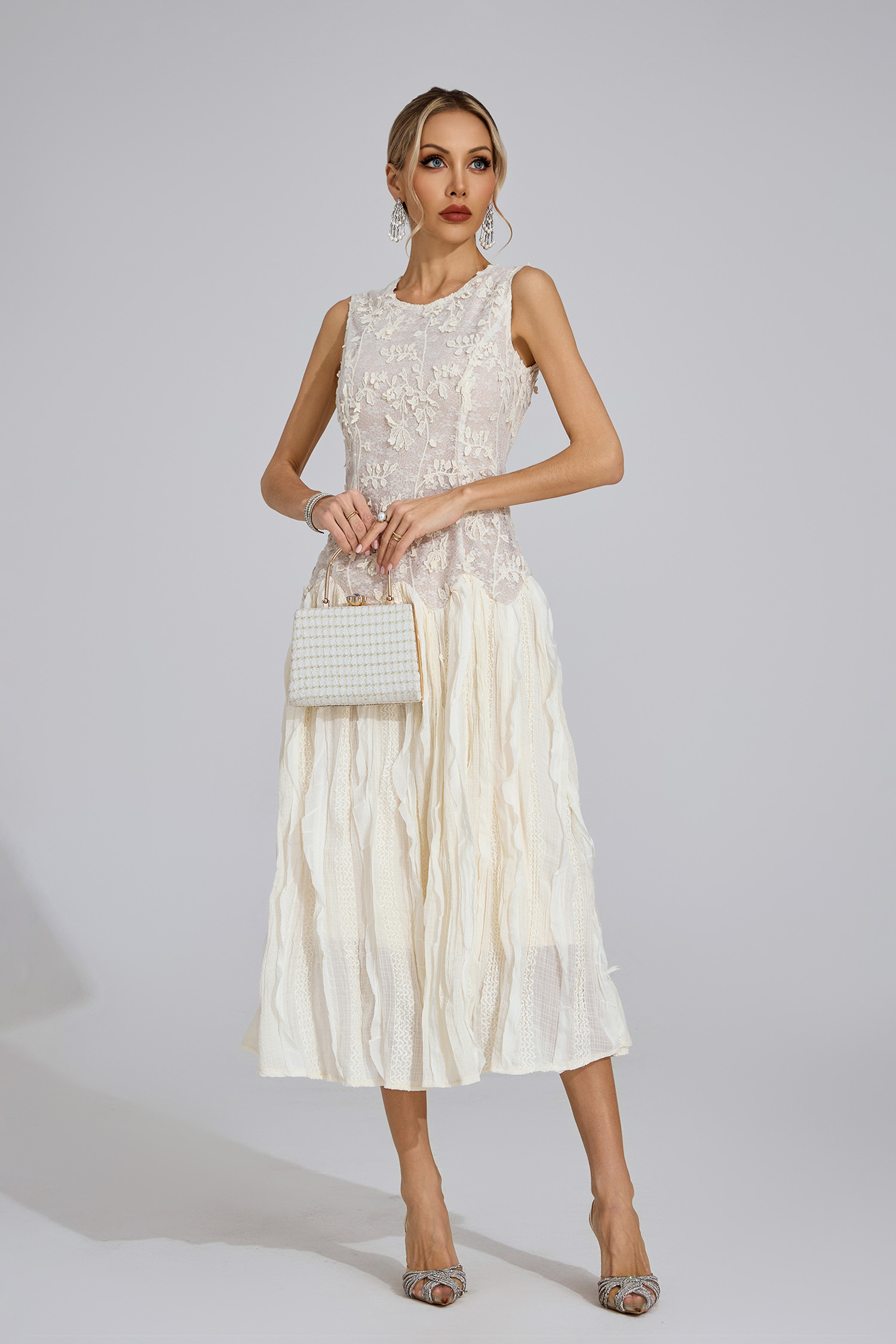 Heulwen Ivory White Patterned Maxi Dress