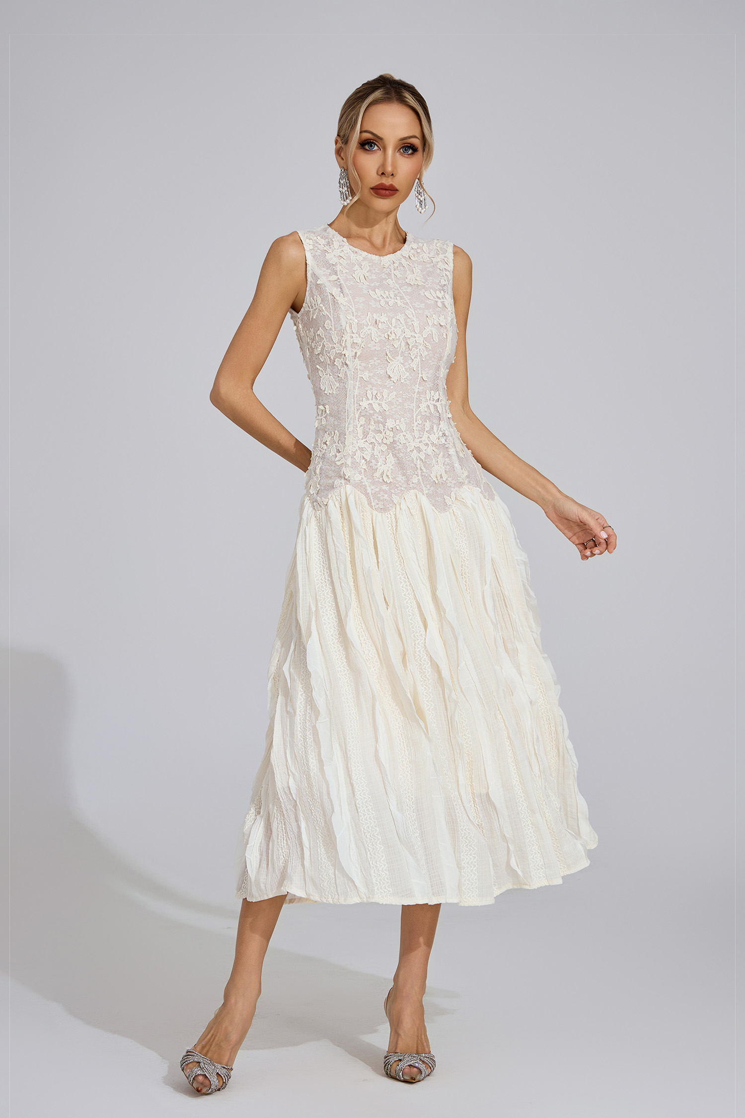 Heulwen Ivory White Patterned Maxi Dress