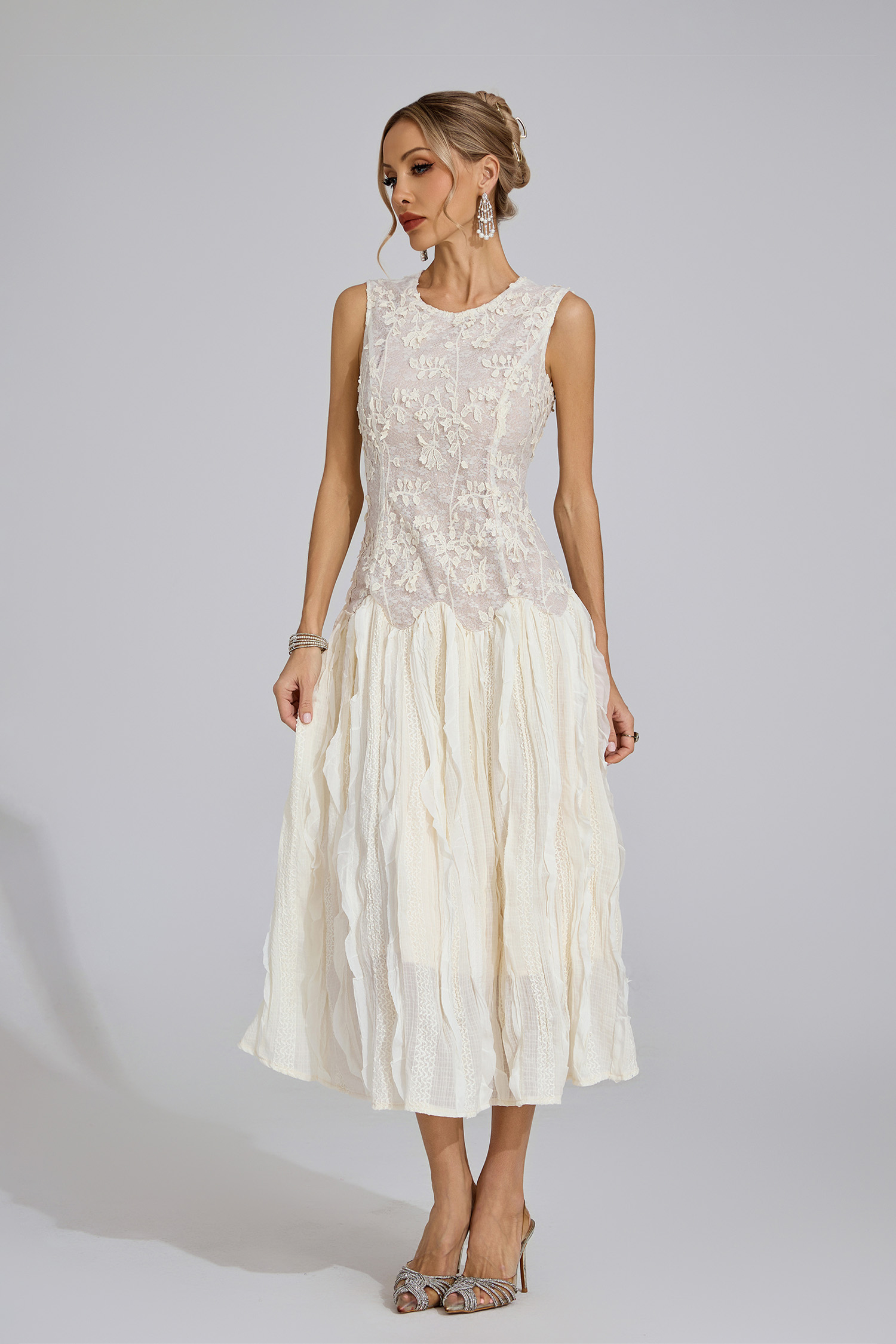 Heulwen Ivory White Patterned Maxi Dress