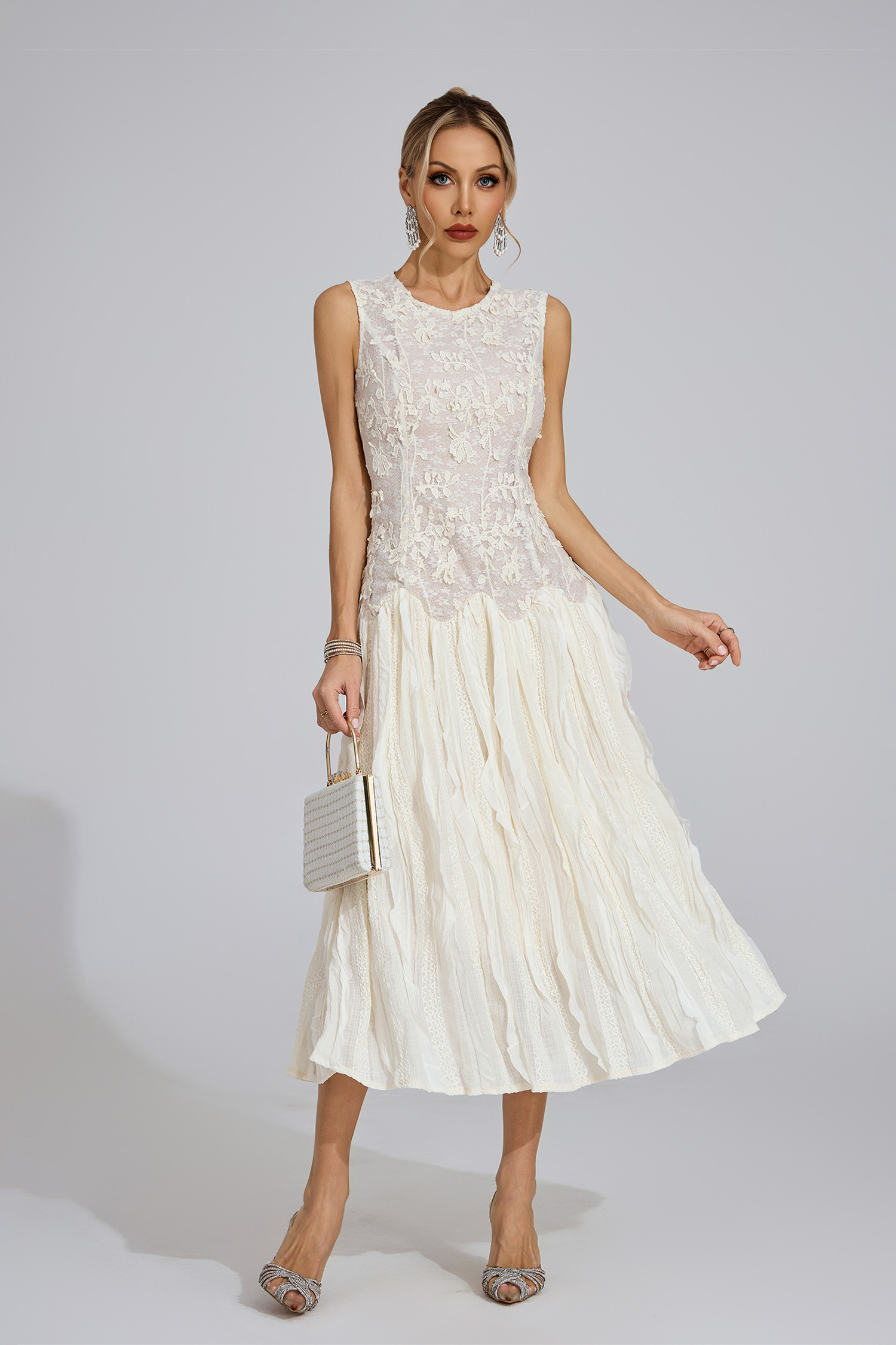 Heulwen Ivory White Patterned Maxi Dress