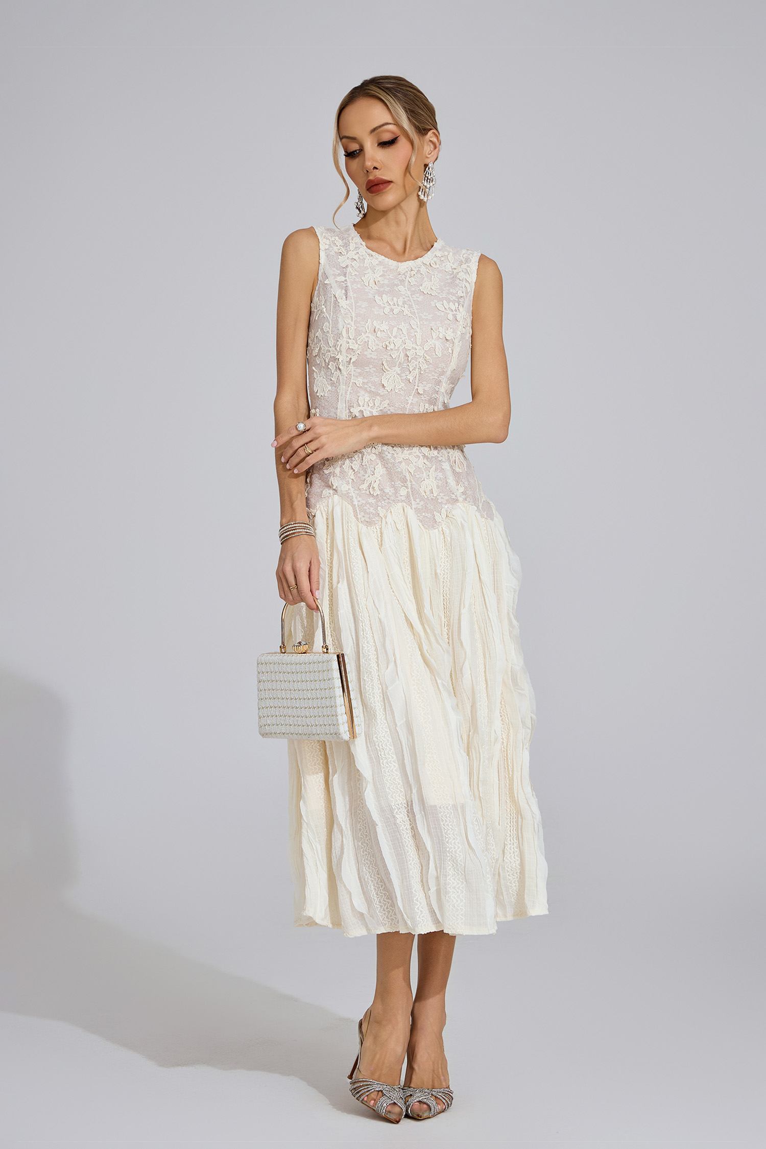 Heulwen Ivory White Patterned Maxi Dress