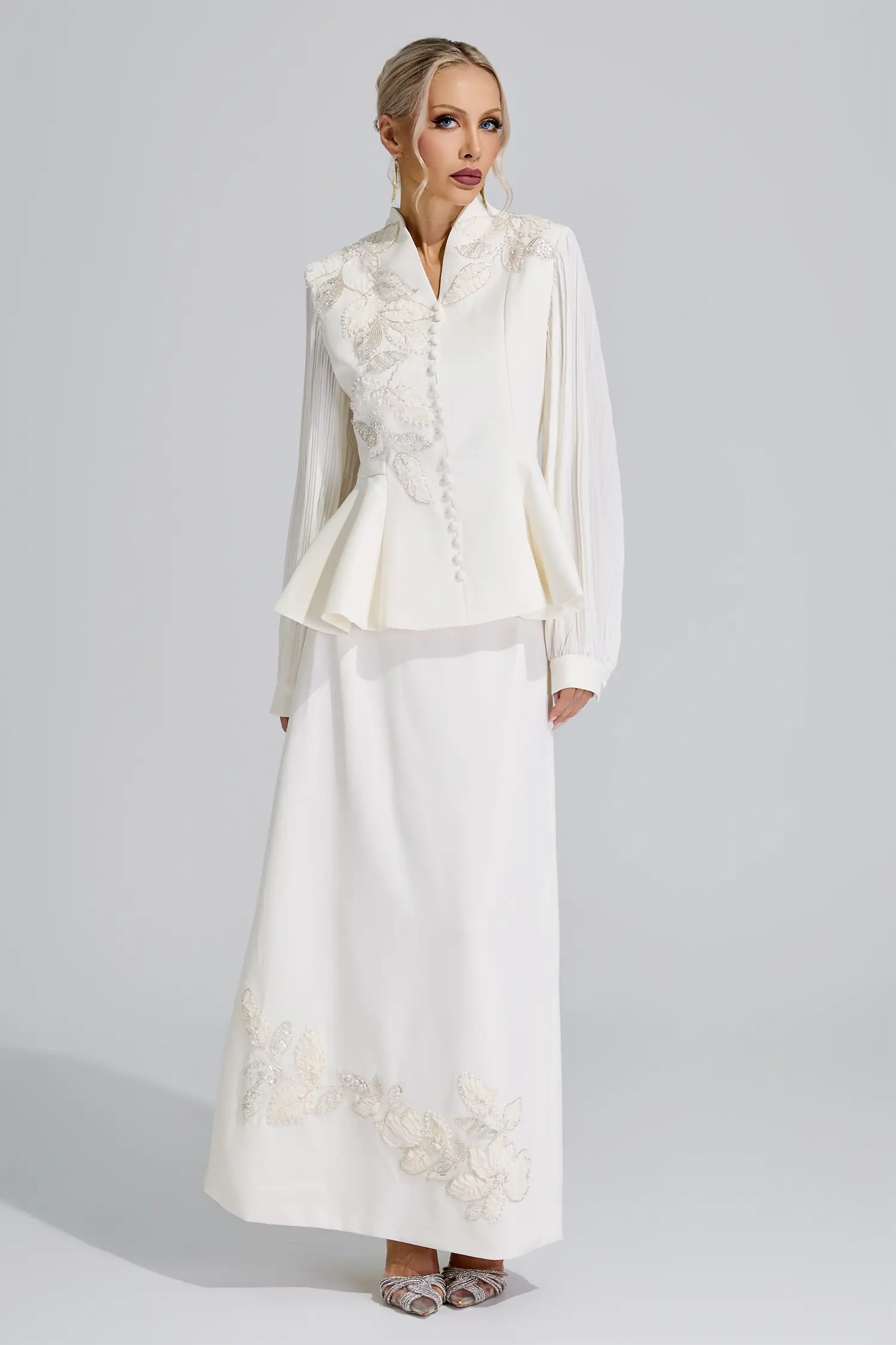 Himiko Apricot Floral Blazer Set