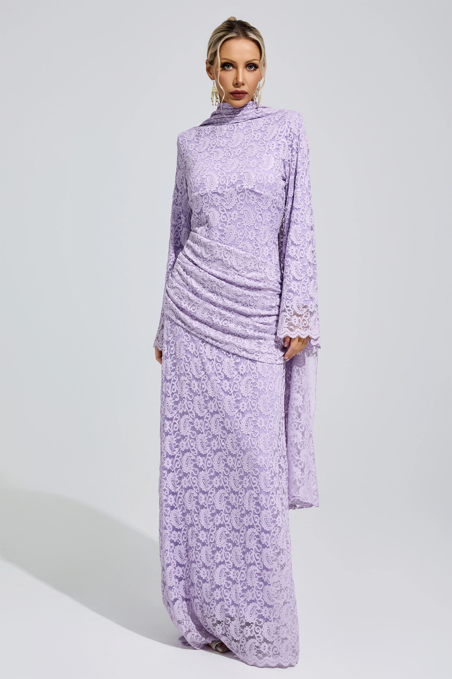 Hodgkin Purple Lace Fishtail Bodycon Dress