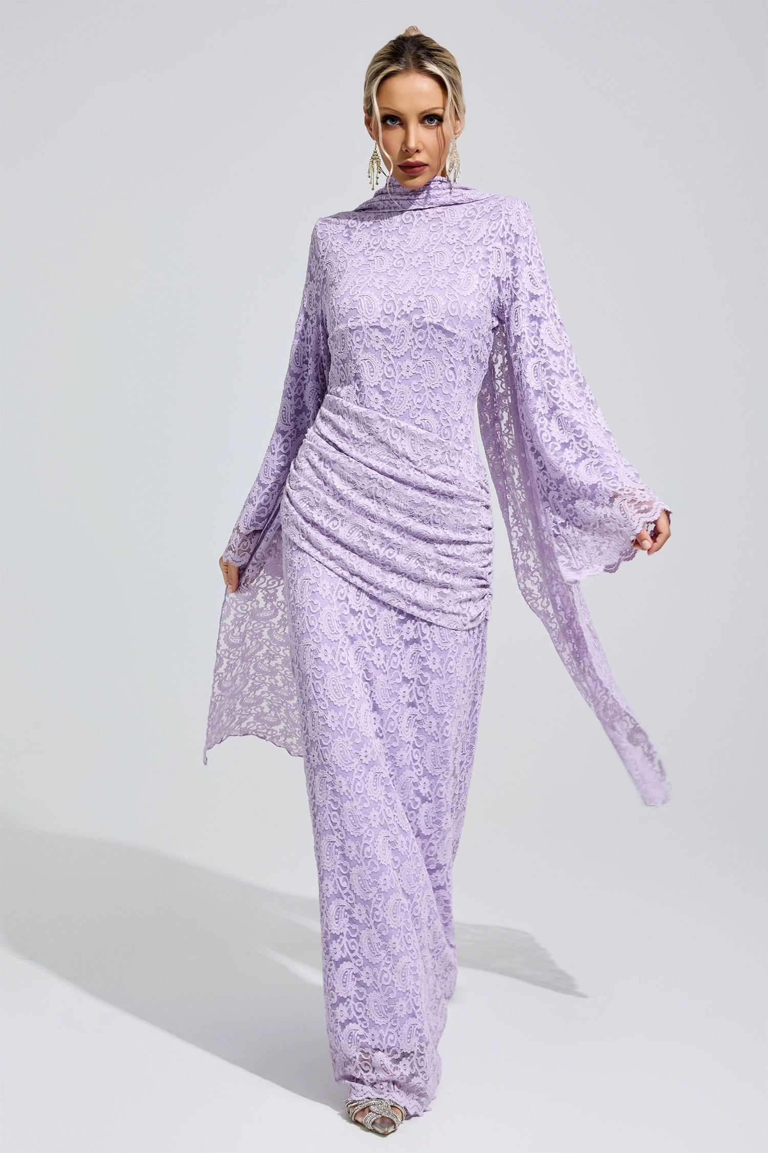 Hodgkin Purple Lace Fishtail Bodycon Dress