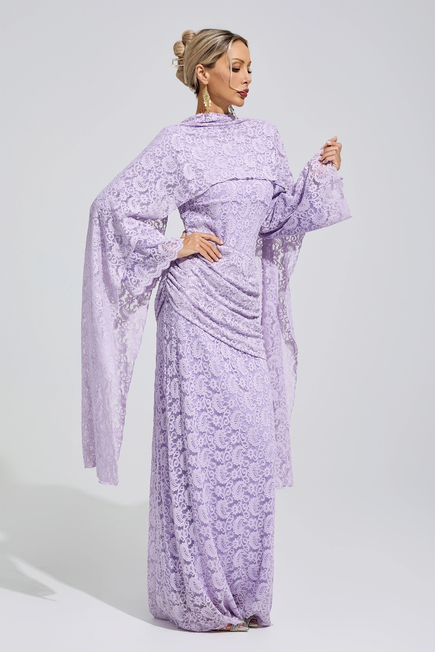 Hodgkin Purple Lace Fishtail Bodycon Dress