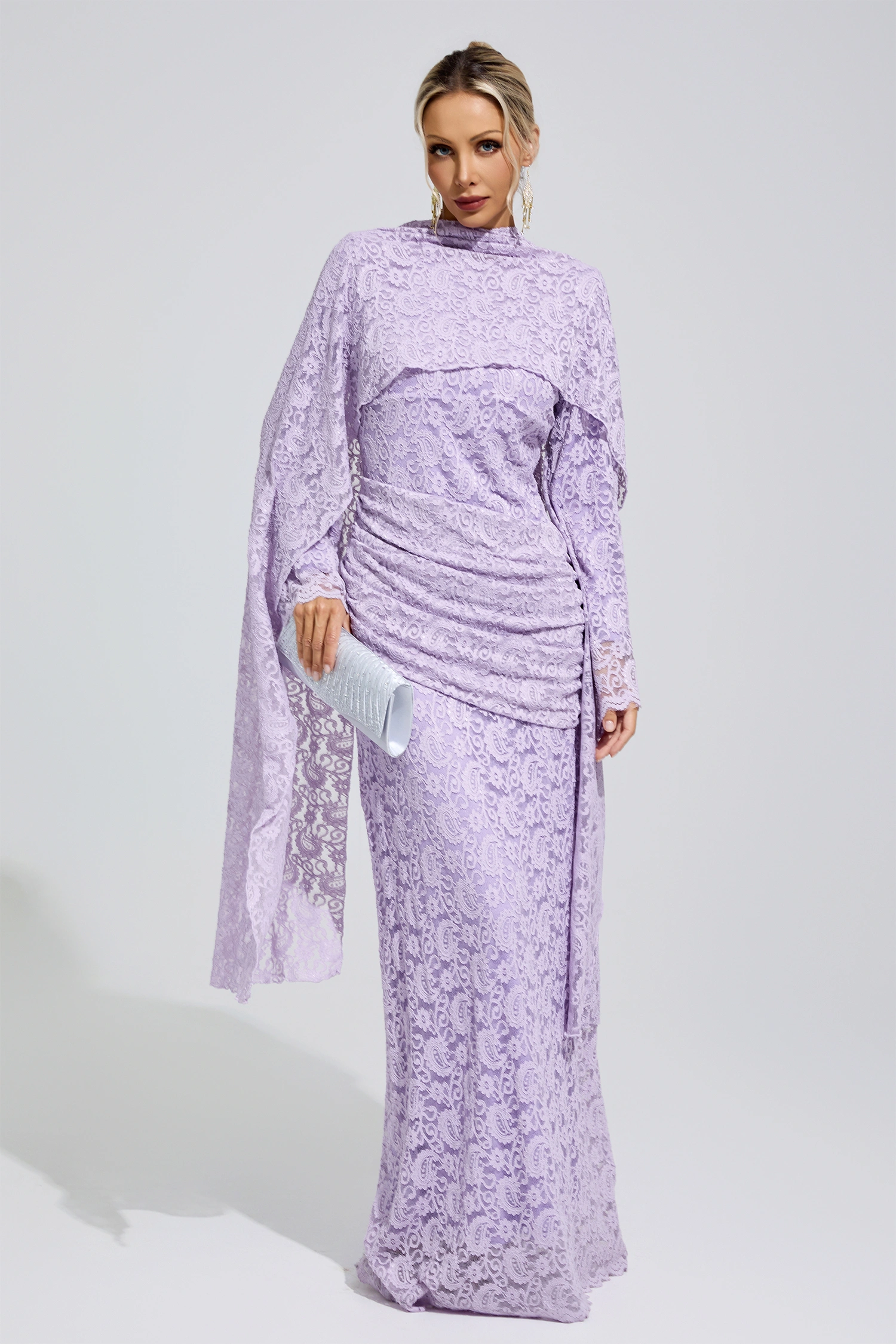 Hodgkin Purple Lace Fishtail Bodycon Dress